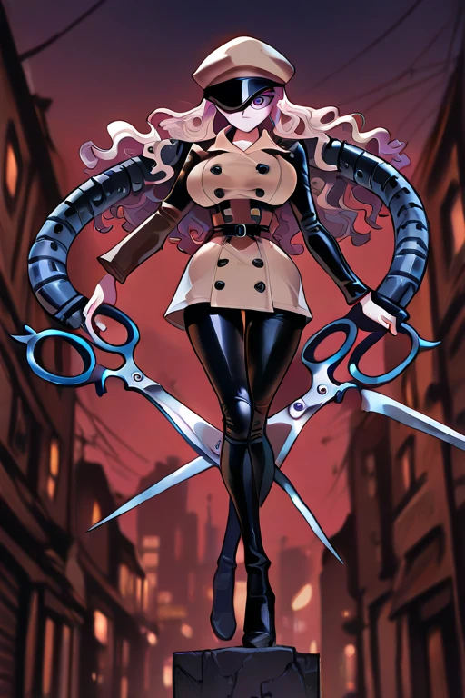 <lora:Mtentacles:0.85> Mechanical_tentacles, cowboy shot, straight-on,, ultra detailed, masterpiece, best quality, aesthetic, detailed,, solo, seductive smile, red lips,
1girl, purple eyes, red hair, blunt bangs, medium breasts, <lora:hair_rings:1> low hair rings, <lora:EllaNyan:1>,, taut clothes, choker, bandeau, elbow gloves, taut shorts, lowleg shorts, navel, groin tendon, belt, patterned legwear, pantyhose, (pantyhose under shorts:1.2), high heel boots,