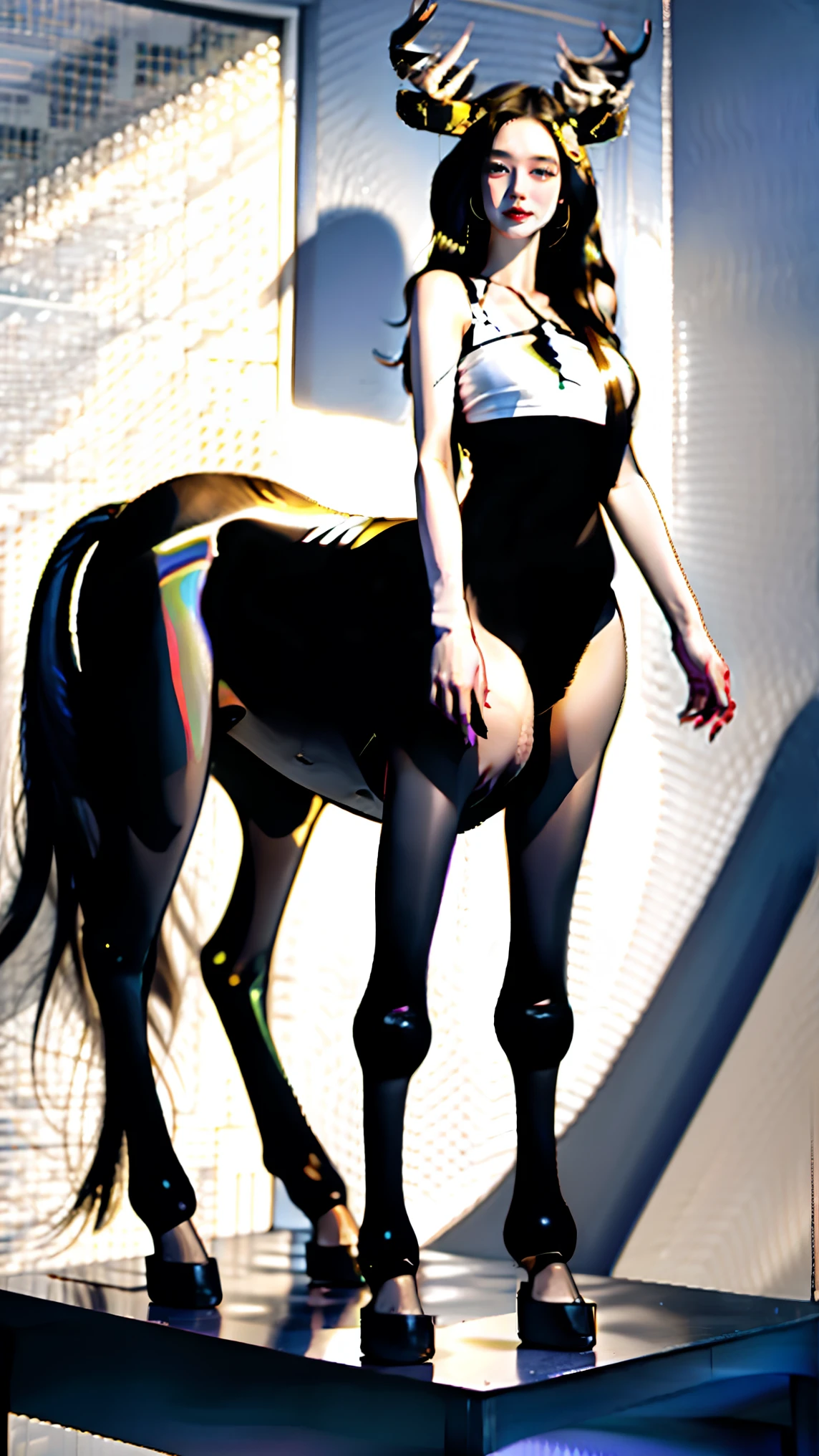 a Centaur, Cool silhouette. Beautiful cinematic lighting, surreal, color graded, dynamic movement, captivating chiaroscuro, full body, award-winning, cinematic still, emotional, vignette, dynamic, vivid, (masterpiece, best quality, photorealistic, Professional, perfect composition, very aesthetic, absurdres, ultra-detailed, intricate details:1.3)