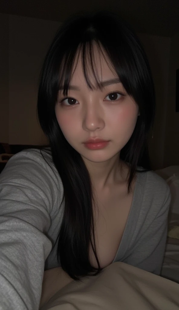 Amateur photo, selfie in Instagram POV style , in your room with low