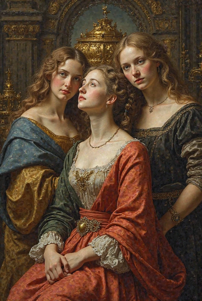 (masterpiece, high-quality), hyper-realism, Caravaggio-style, 8k Renaissance oil painting masterpiece, La Naissance Vénus (1879) by William-Adolphe Bouguereau style, Baroque aesthetics, Venus de Botticelli, demons and angels, renaissance art style. (style: The_Rap_of_the_Daughters_of_Leucippus_de_Peter_Paul_Rubens.),(style: Godfrey_Kneller_em_1689.),high resolution,painterly, Baroque style, chiaroscuro, dynamic composition, dramatic lighting, rich colors, detailed texture, divine expression, religious scene, floating scene --auto --s2