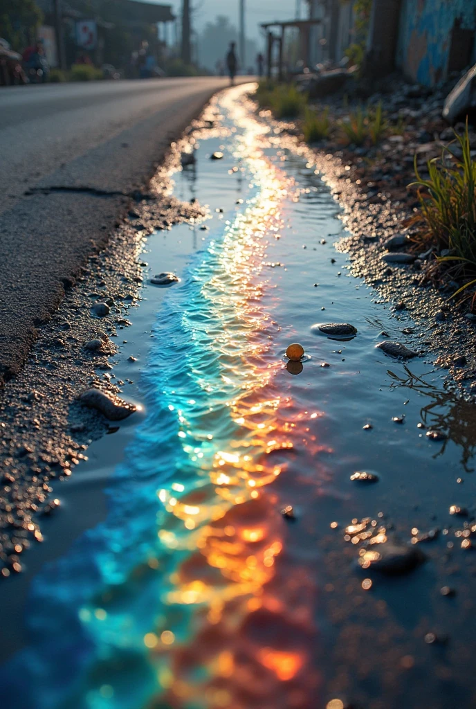 arafly colored water in a stream with steam rising from it, a colorized photo by Leonard Bahr, flickr, land art, mystical colors, bubbling geysers, xray melting colors!!, ethereal rainbows, geysers of steam, amazing color photograph, rainbow, rainbow reflections, a colorful, beautiful and mysterious, mystic colors, muted but vibrant colors
