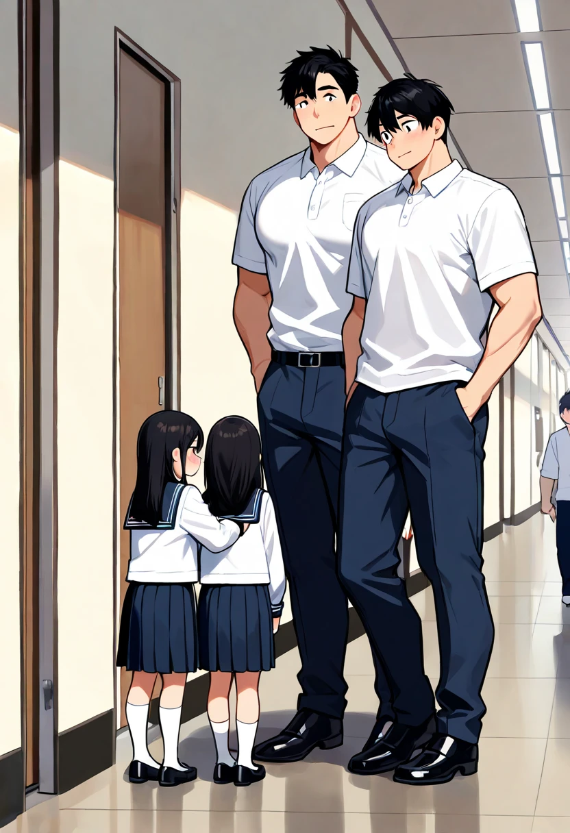 Highest quality,Highest quality,A female elementary school teacher in her 30s and a 6-year-old boy、The teacher is wearing a tight long skirt、The teacher hugs the boy from behind.、Put your hand in your crotch