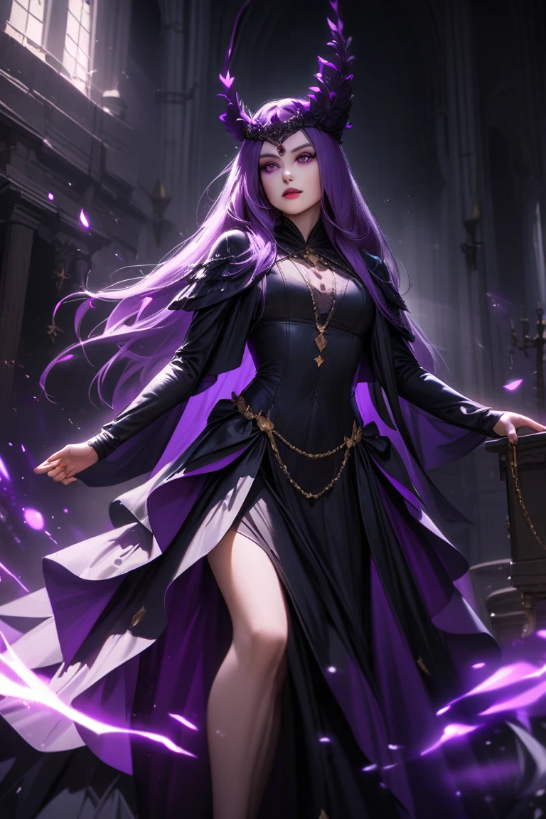 princess majestic woman with purple hair and black dress