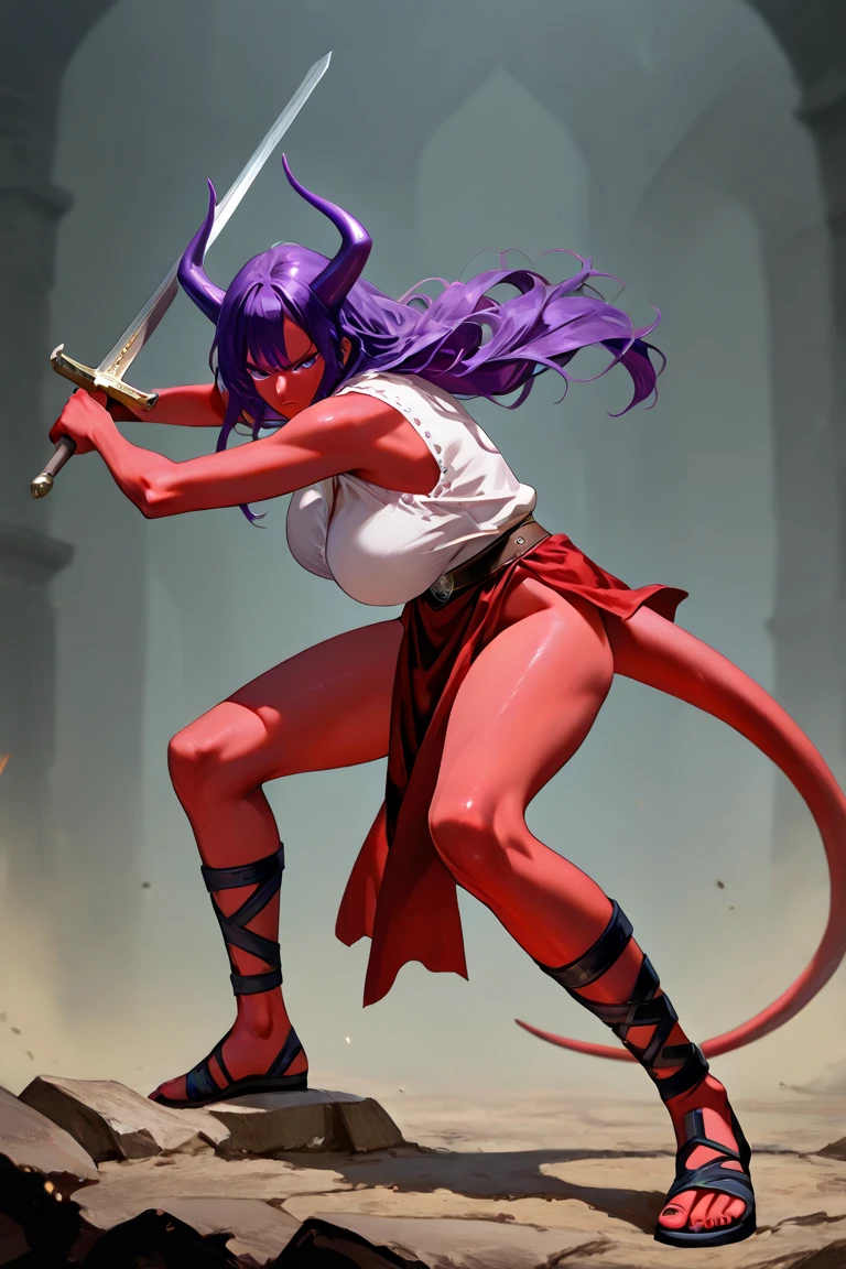 Cartoon close-up of a woman with a devil's hand, commission for high resolution, samira from league of legends, full body concept, league of legends style art, succubus in tight kilt, Demon Girl, Sexy pudica pose gesture, detailed full-body concept, league of legends art style, low res, oc commission