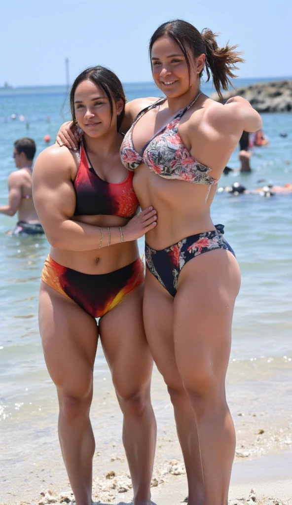 2heads:1.5, 1man, andre the giant but wearing a green singlet and a beautiful face, bald:1.5, no hair,full body, wearing shackles in wrists and ankles,realistic photography, cave in background and giant balck bird flying in the sunny sky, sweaty, perfect face, detailed skin, wearing sandals