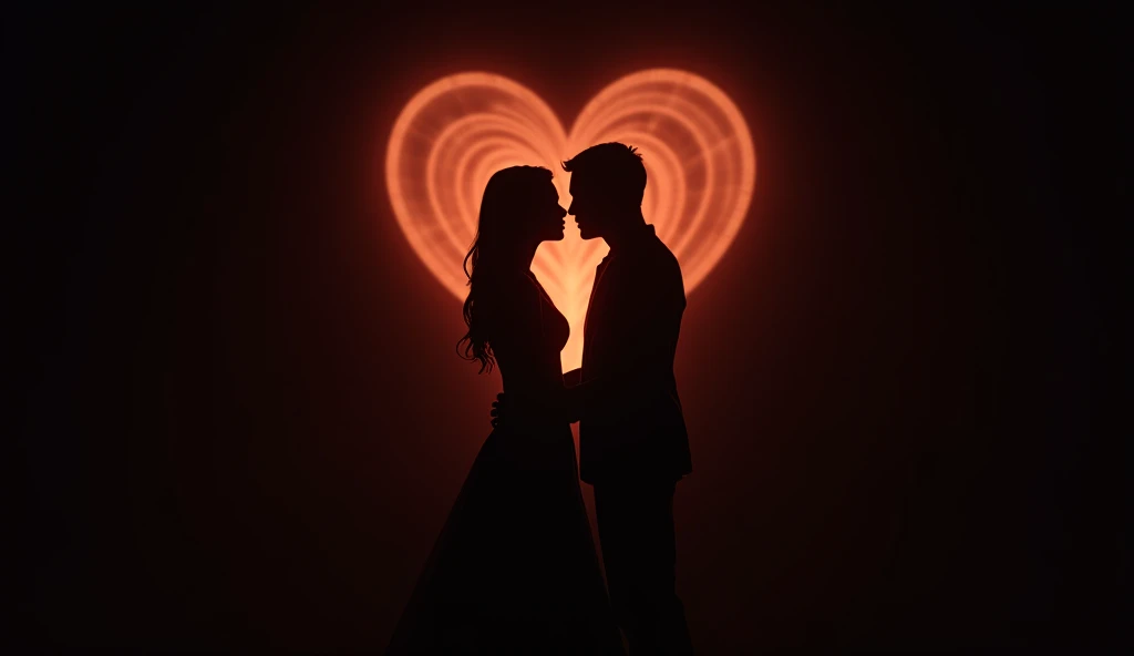 <lora:Valentine_v1:.0.7> romantic background for valentine, hearts, heart, red, pink, light particles, lens flare, silhouette of a couple kissing