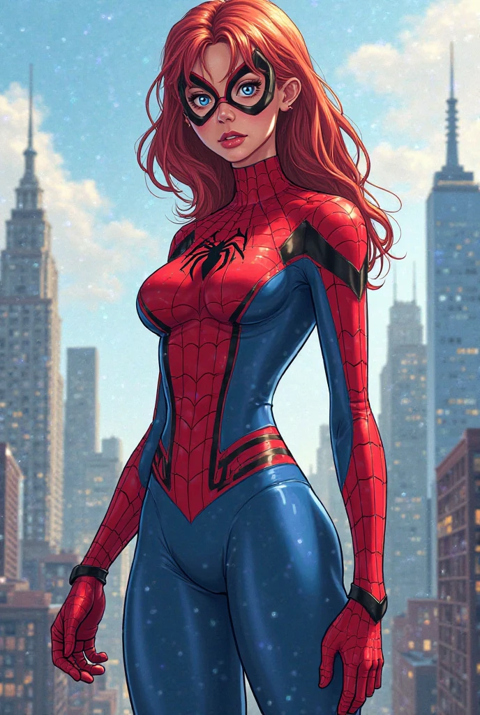 (Full body photo:2.0), (An 18-year-old Elven girl:1.5), (she has extremely large breasts:1.9), (she's wearing the Spider-Man costume:1.5), (She's at the top of the Tower of London:1.5), (she's doing sexy poses:1.5), (she's wearing an extremely tight outfit/very short and small outfit:1.5), (she has red hair:1.3), (she has blue eyes:1.3), (She's happy to the extreme/reddened cheeks:1.5),, anime, Realism, 16k, best quality, high details, UHD, masterpiece