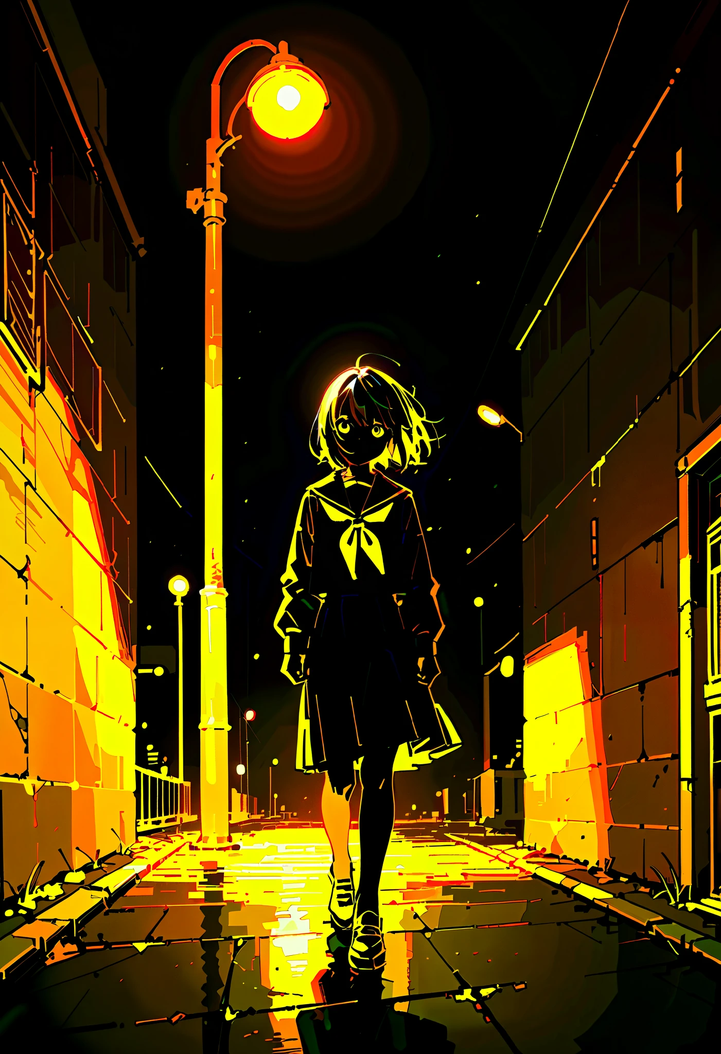 A Lone Figure Under a Streetlamp