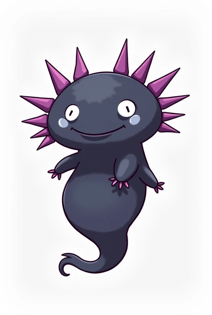 I want you to create a set of personalized alerts for Twitch with the following features:  An axolotl of shade with black body and white eyes without a mouth .  The design must be expressive ,  with a friendly and dynamic attitude ,  perfect to be used as emojis on Twitch .  Stylized shadow body with soft and defined lines , well-marked gills ,  and a slightly mysterious but adorable appearance .   Emojis must include expressions such as smiles ,  emotion, Surprise, sadness ( with white tears ),  a greeting raising the hand ,  and an emote holding a bright heart .  Minimalist but clear ,  with details visible even in small sizes ,  ensuring that are easily recognizable in the Twitch chat .  Without background for a perfect integration into the platform .