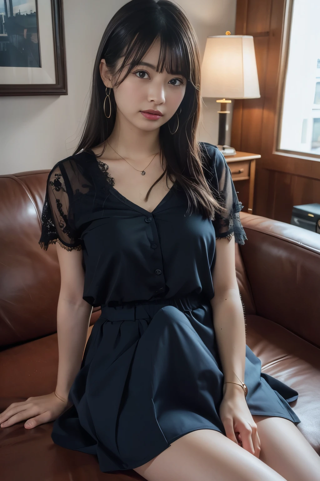 Rich people's clothes、Luxury Watches、Big Tits、Neon city at night、illumination、Background Blur、Fluffy perm hair、Leather Belt、with rufflessleeveless、Braid only the front hair、Light brown hair、Teeth grinding、{{Cowgirl Shot}}、((Close-up shot from the waist up、Big Breasts:1.4))、Breast swelling、Big Breasts、Smile、Silk clothing、Big Breasts that can be seen even through clothes、Braid only the front hair、Cowboy Shot、Gorgeous white collared silk shirt and brown skirt、Wear it elegantly、Luxury Bags、Sex in a stylish love hotel with shining illumination、A lovely smile、((Nagoya street corner))、Full body photo、ring、High-end clothing products、Short skirt、Tuck your hair behind one ear、Silver Necklace、smile、 Elegant ponytail、Caustics、Highly detailed photos、Very beautiful and ideal short hair、Big Breasts、Super no makeup、(8k、RAW Photos、highest quality、masterpiece:1.2)、(Realistic、Realistic)、1 girl、((Medium Short Hair、Looking into the camera:1.4))、Hair blowing in the wind