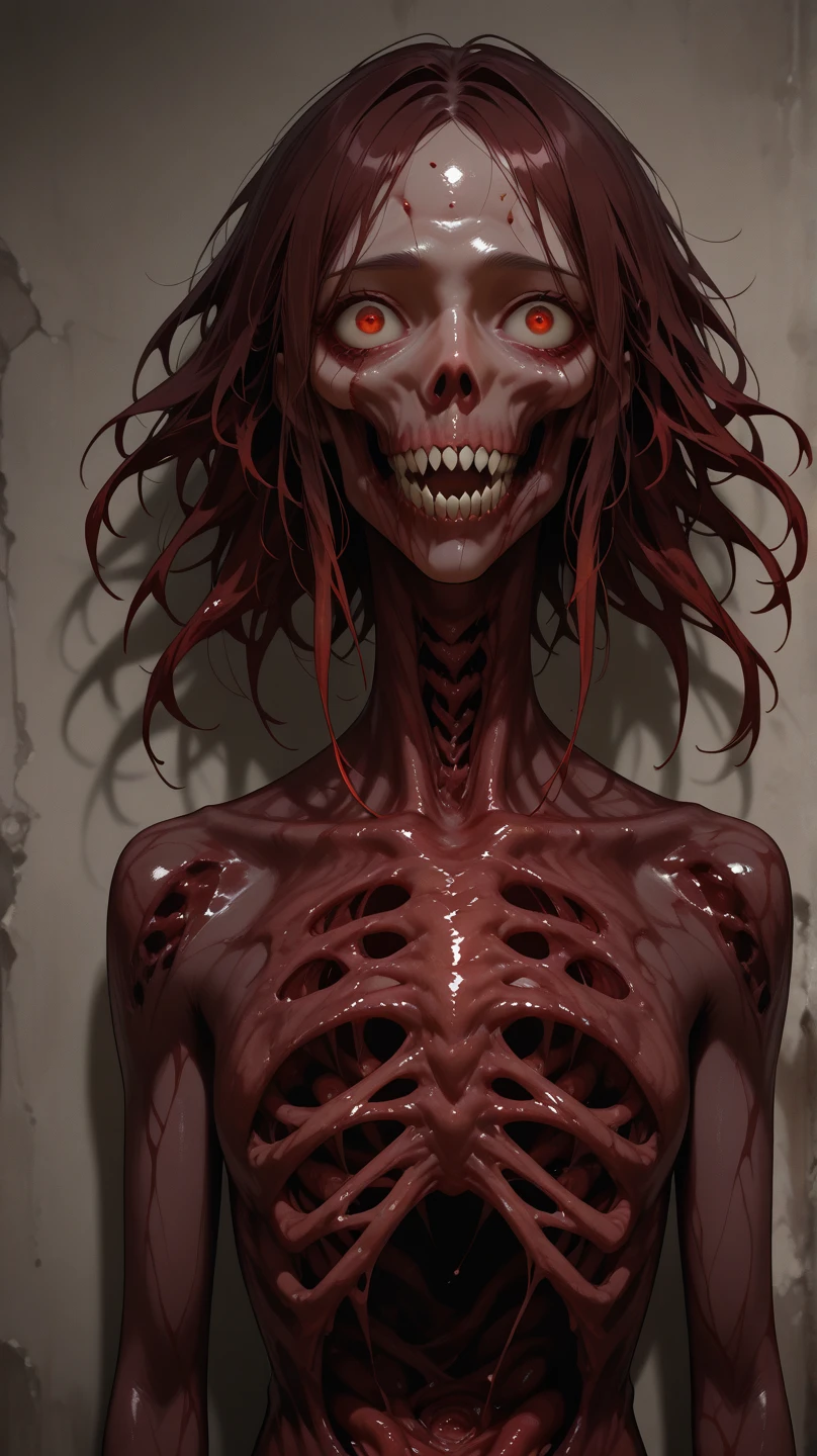 ((NSFW)), ((character design sheet, multiple sexy poses, white background)), ((infographic sheet, multiple views, erotic horror)), ((full body view, anatomical horror, sexual horror, anatomical monstrosity:1.4)), score_9, score_8_up, score_7_up, score_6_up,Madness,1girl, ((undead breasts, nipples)), solo,looking at viewer,open mouth,bangs,yellow eyes,teeth,tears,eyelashes,glowing,heterochromia,portrait,light particles,close-up,eye focus
