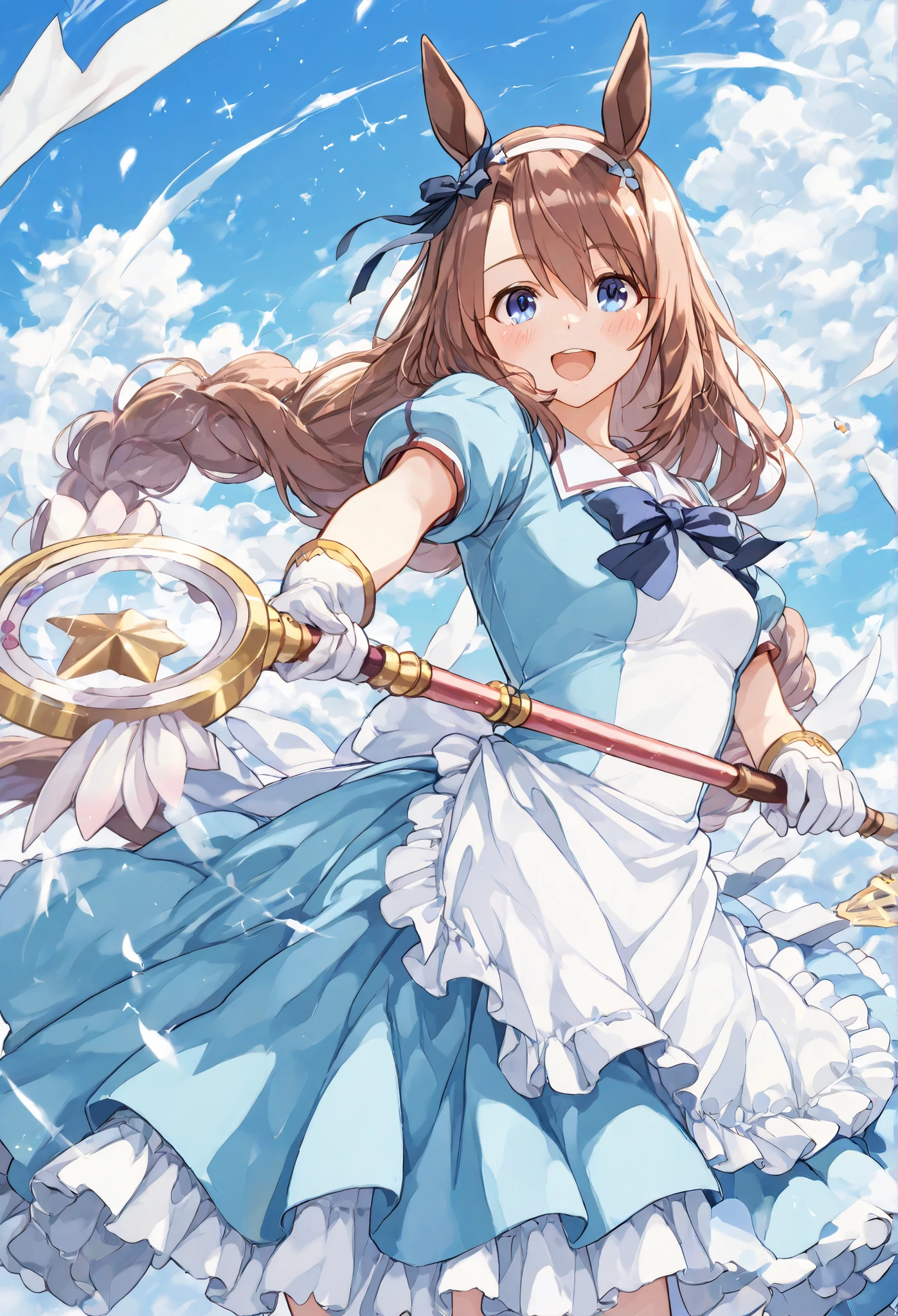 {{{ masterpiece}}}, {{{ Top Quality}}}, {{ super accurate}}, { ペニスを持つWoman illustration }, {{ so delicate and beautiful}}, {{{ masterpiece}}}, {{{ Top Quality}}}, {{ super accurate}}, {Woman illustration }, {{ so delicate and beautiful,{{{Super Creek:1.7}}},{{{Uma Musume}}},Magical Girl, magic stick,