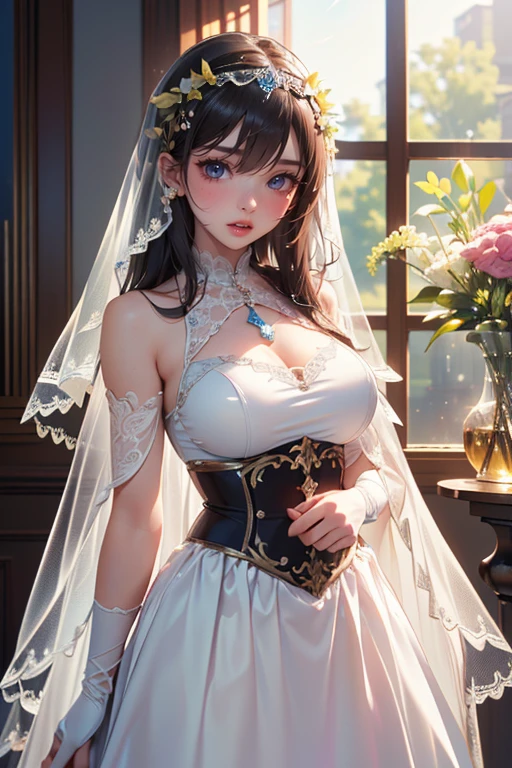 Highest quality、Masterpiece、Detailed face、The most beautiful in the world、Beautiful woman、Sheer dress、Best Style、The skin is transparent、Big Breasts、Best Style、Nipples、pussy