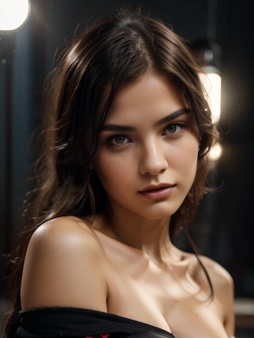 a beautiful naked young woman with long dark brown hair, 23 years old, sensual expression, posing gracefully, cinematic lighting, very detailed face, extremely detailed eyes and lips, detailed skin texture, photorealistic, award winning digital art, cinematic composition, dramatic lighting, rich warm tones