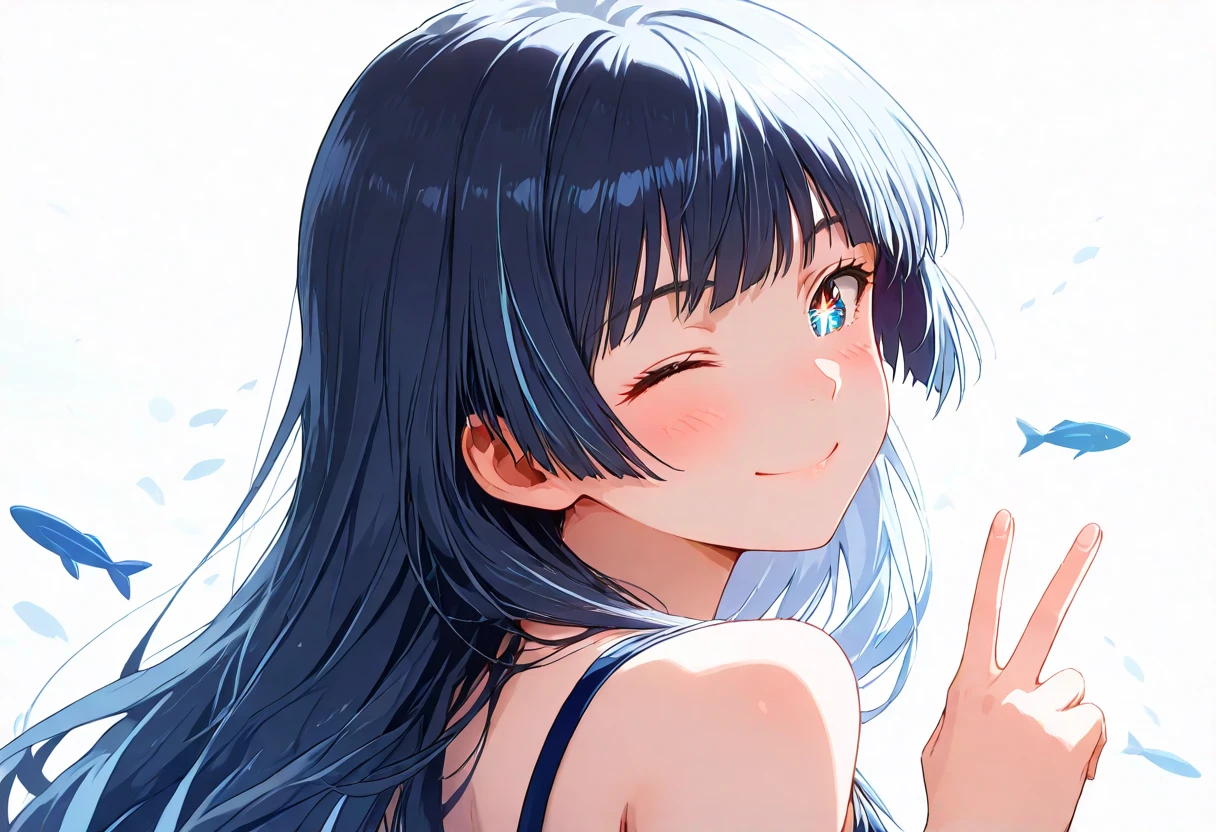 beautiful lighting, 1 girl, alone, Akane, (((erotic swimsuit))), ((anime style))、((2D))、laughter、open your mouth、(((semi-long)))、Close-up、Ocean