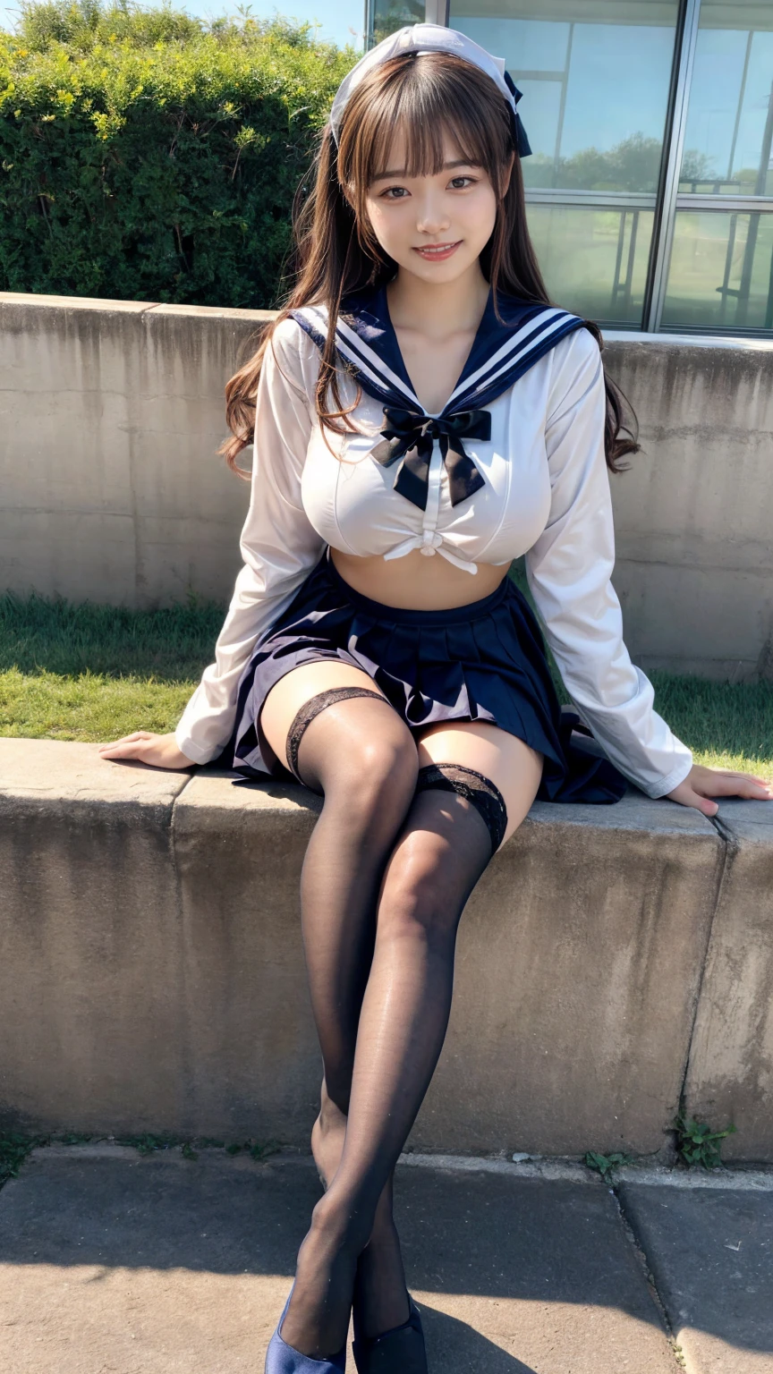 (8k、RAW Photos、Highest quality、masterpiece:1.2)、(Realistic、Realistic)、1 Girl、((Sailor Moon Costume:1.2、Thin legs、whole body、View from the front、smile、Looking into the camera、Hold your skirt with both hands and show me your black panties))、cute