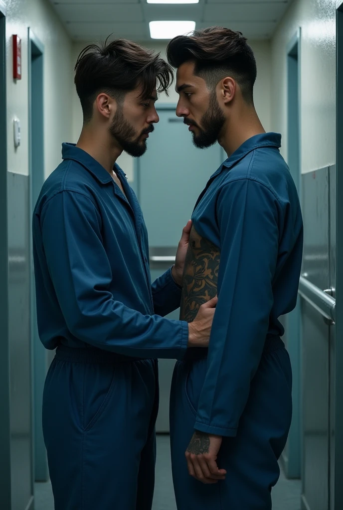 A Male prisoner and his cellmate likes each other with their Orange Jumpsuit Uniform