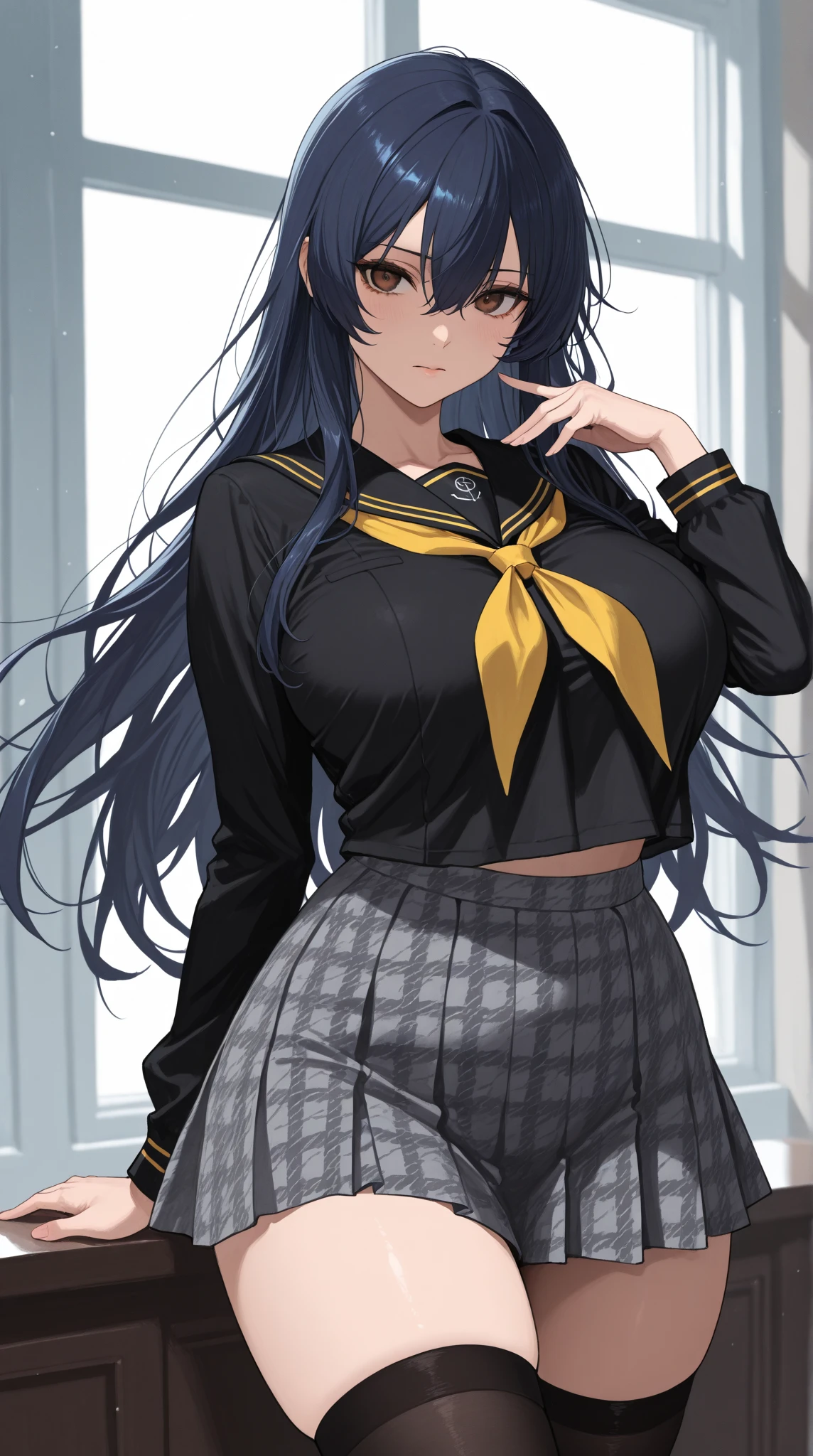 1girl, cowboy shot, (standing), Gotenba-kyouko-su, sitting, classroom,
<lora:Gotenba-kyouko:0.6>