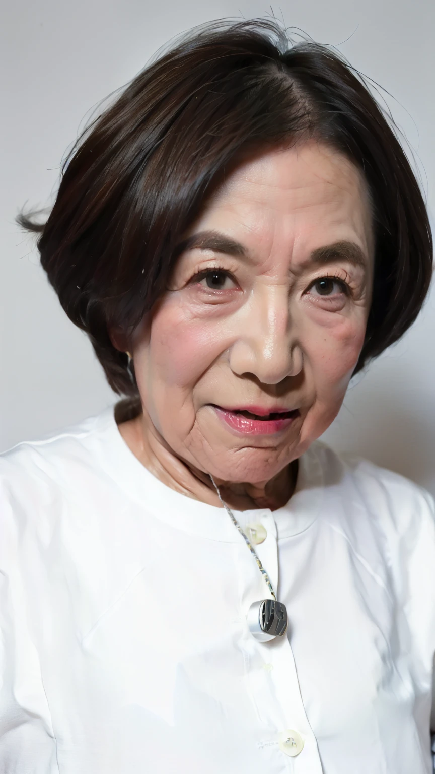 
(((最高masterpiece:1.5))), (((portrait:1.5))), ((accurate depiction)),  sexyな下着, bra, (((alone))), ((old woman)), ((Older mature woman)),  pure white background, gravure,  in front , (( face to center of screen)),  well-groomed eyebrows ,   correctly depicts lips  , red lips,   flashy makeup, From the chest up, masterpiece, best quality, very detailed,  Photorealistic , very detailed細なスキン,  Complete Anatomy, ( 1 shows a leash handle to mature ), (  positive for home), 250 years old, Big Breasts,  mature female politician, sharp gaze,  attractive,   sexy,  Chromo white skin , viewer, 