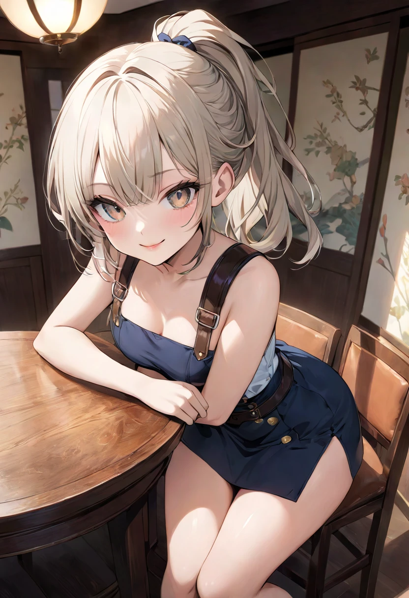 Adult Woman, masterpiece, 1girl, Amazing Cleavage:1.3, thin waist, big ass, Raised sexy, small breast:1.0,posed cleavage:1.2,solo, open mouth, have a cup of coffee,black hair, red eyes, dress, bare shoulders, jewelry, collarbone, sidelocks, hairband, earrings, indoors, off shoulder, arms behind back, plant, short hair with long locks, black hairband, sweater dress, off-shoulder sweater, red sweater, big side hair, very long side hair,is rendered in (masterpiece: 1.2, best quality), with (ultra high resolution) and an exquisite (depth of field). This masterpiece is not only visually stunning but also tells, make of cooking some cakes ,in the kitchen,Long dark blonde wavy hair、her thin pubic hair, Puffy nipple、(short flared skirt)、garter stocking、Earring、Medium milk, cute smile face、(Pose to lean forward and emphasize the chest)、sexy hips、high-heels、atlibrary、((Close your arms to your chest and look up)),(with sparkling eyes and a contagious smile), looking at viewer,