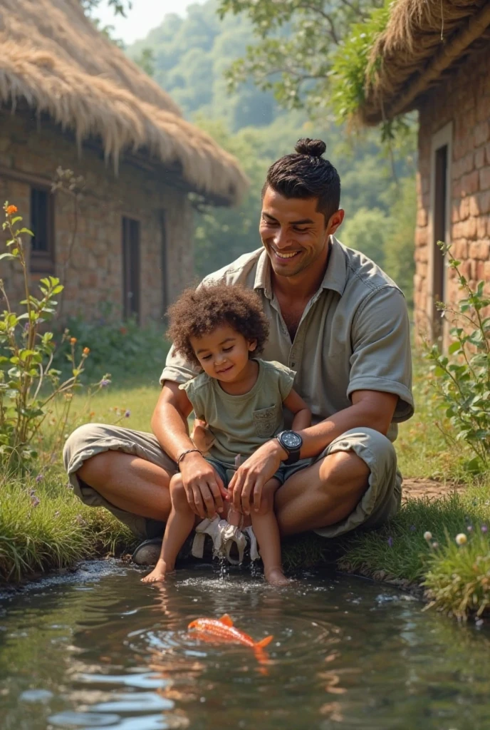 5-year-old baby girl holding a large panther ，in jungle，depth of fields，high light，Real light，Ray traching，OC renderer，UE5 renderer，Hyper-realistic，best qualtiy，8K，Works of masters，super-fine，Detailed pubic hair，Correct 