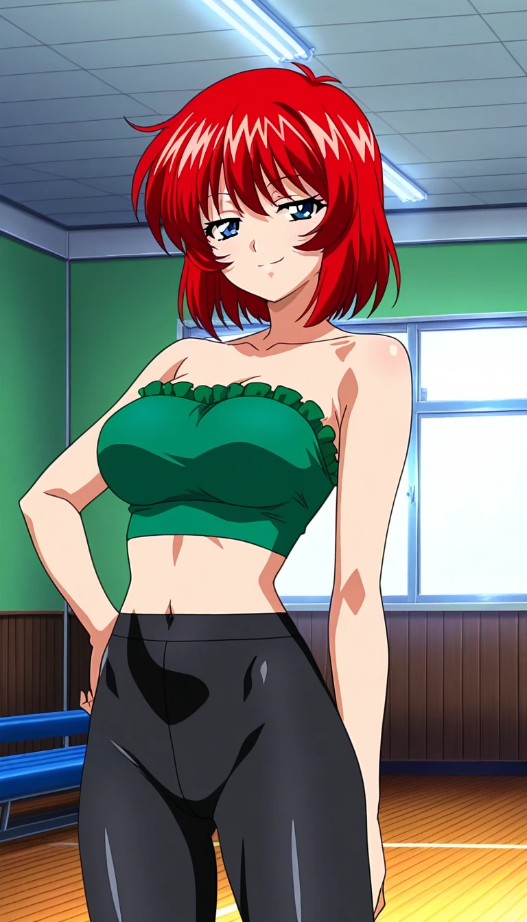 Source_anime, Anime style, ((high quality:1.2)), 8k, extremely detailed, ((High detail:1.2)), a irish red-haired female with 24 years old, (medium round breasts), (sexy hourglass hot body), (micro-skirt), ((open M legs)),