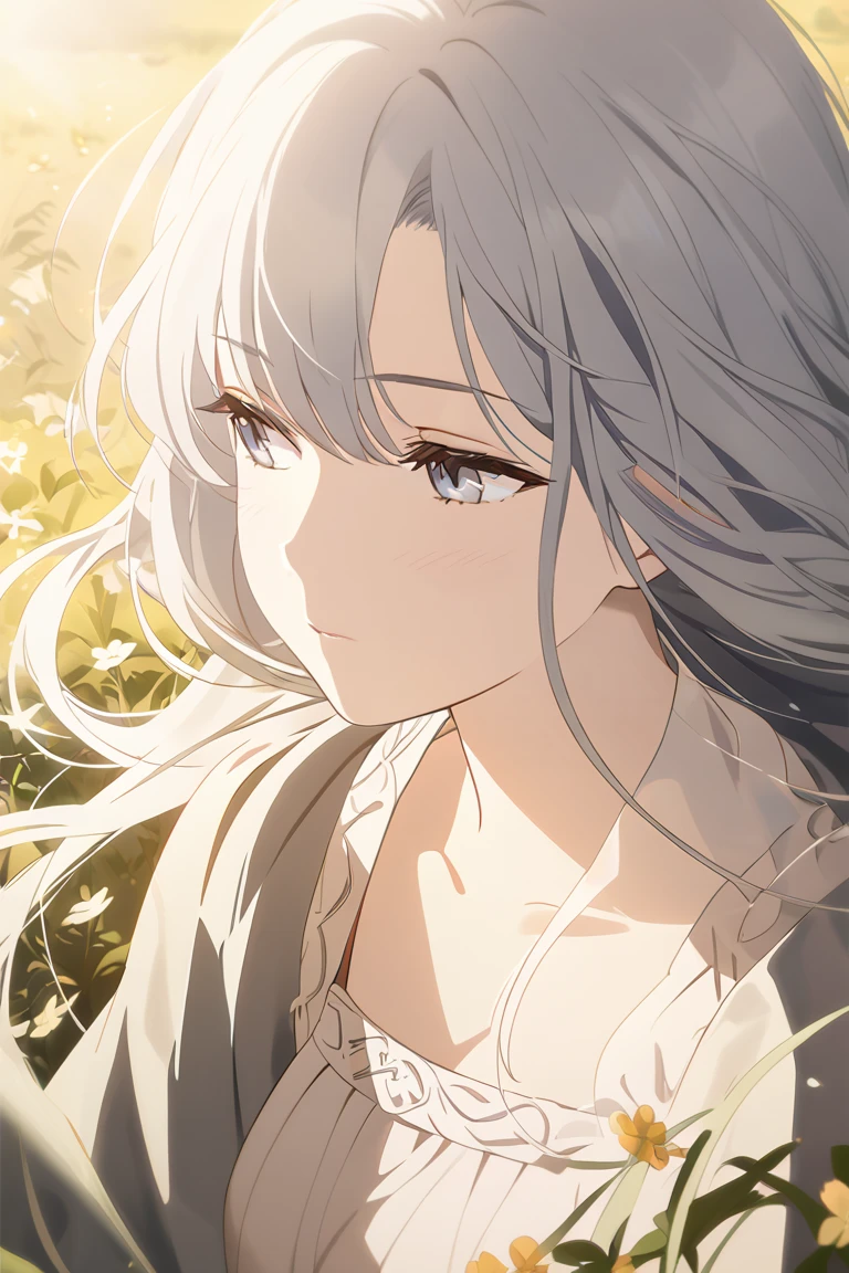 (( top quality )), ((masterpiece)), ( Details), 1girl , sexy, Gray Hair, Daydream