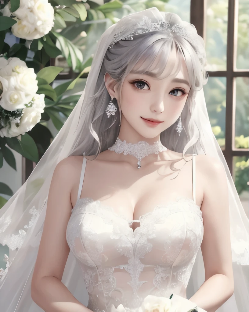 1 beutiful girl, The most beautiful girl, white color hair,Long gray hair,high ponytails,Wear a white veil,skyblue eyes,actual, extremely detaild的 CG unified 8k wallpapers, The content is very detailed, HD RAW color photos, professional photoshooting, actual portrait, 电影灯光, Exquisite and detailed bust:1.5), Beautiful big breasts, the detail, (:1.2), off shoulder wide bust wedding dress:1.4), Don't wear it, cap, (骆驼趾the detail), Outdoor sports, beautiful landscape forest, pay, staring off, (Best quality:1.4), 超级the detail, high high quality, tmasterpiece, Full body lesbian,