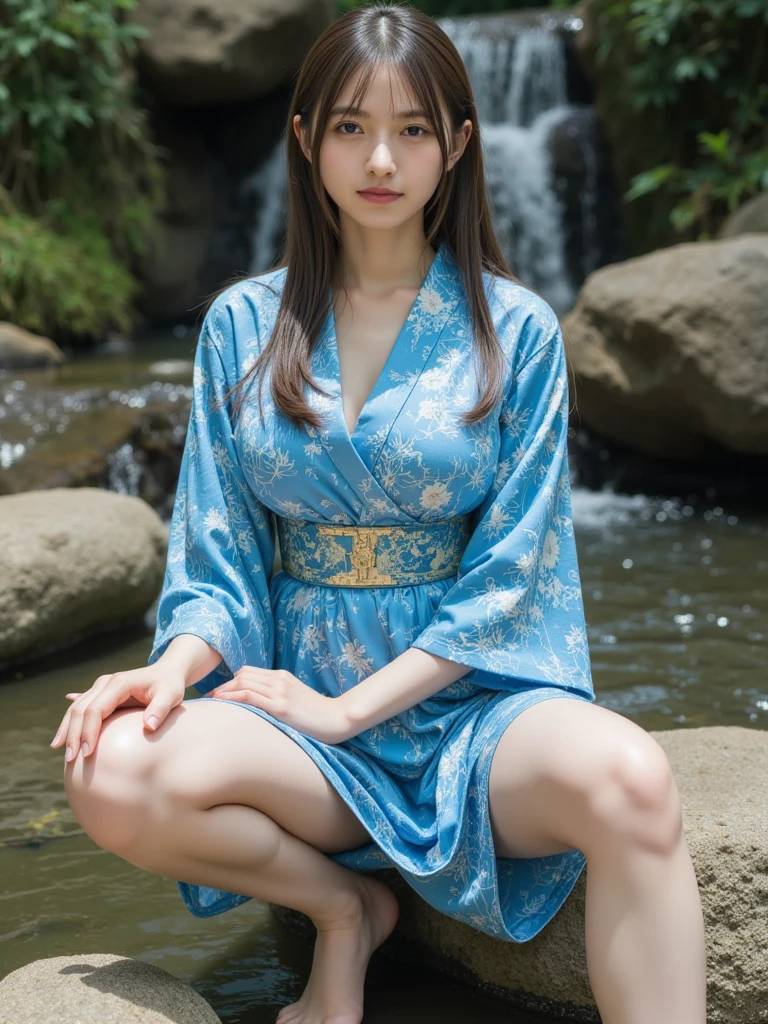 (masterpiece、high resolution、high quality)、Japanese beautiful girl:1.3、12-year-old elementary school student、Black Hair、Immature body、Beautiful body、、Soaring、night、Laughter、Clear Eyes、、Beautiful Skin、Colorful and beautiful kimono、Her breasts are exposed from her kimono、Her kimono is open and her naked body is visible.、Child-like figure with breasts fully exposed、Very small breasts、Small breasts、Flat Chest、Small cherry-colored areola、Beautiful erect nipples、Small butt、Shaved、Cool Summer、nightの夏祭り、Fireworks display、Shooting from the front