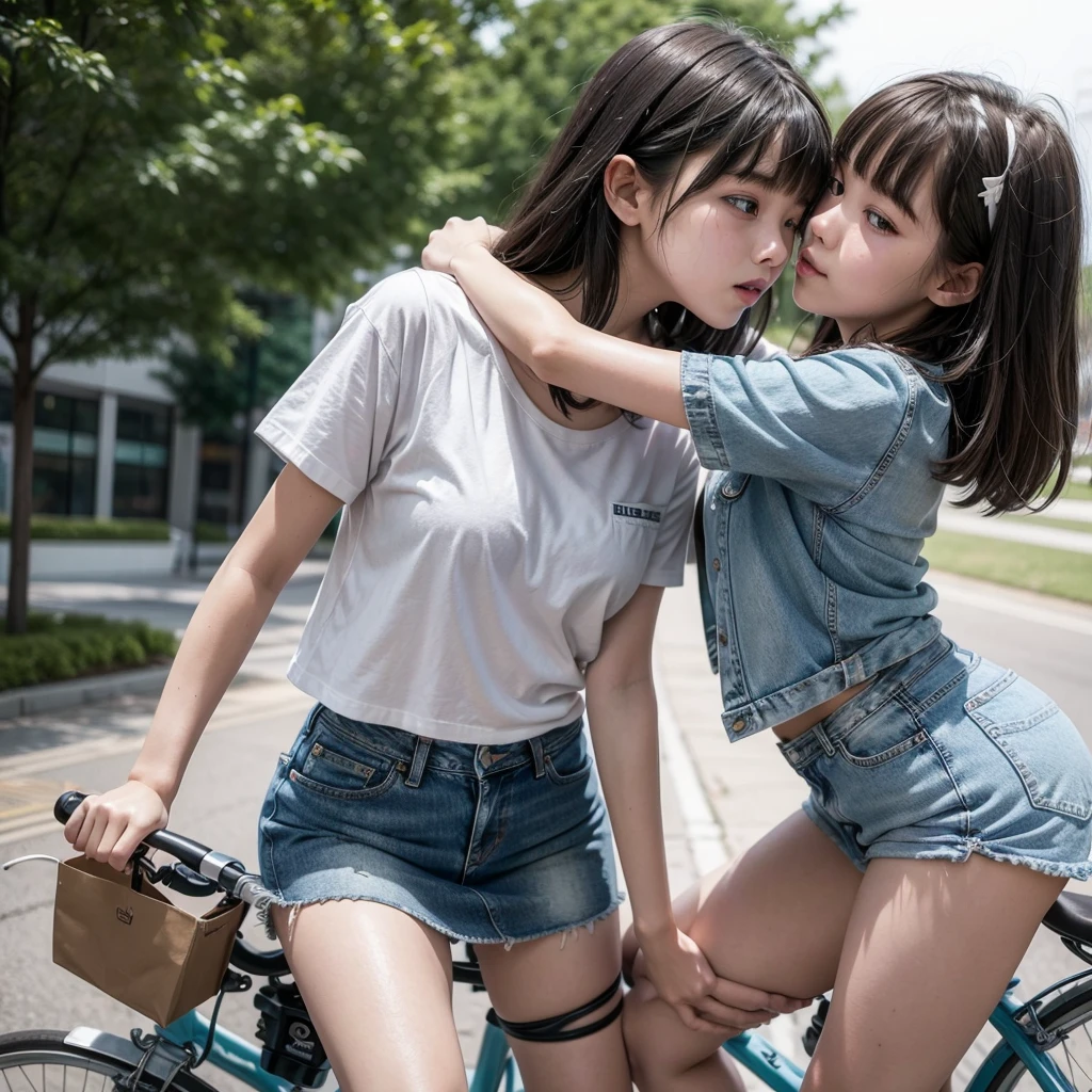 8k、RAW Photos、Highest quality、Super detailed、Super Resolution、Ultra HD、8k wallpaper、Amazing details
((Full body photo))A high school girl in uniform riding a bicycle Dynamic A sloppy smile On the way to school
((((Emphasize cleavage))))
(((((Floral panties and bra are visible)))))