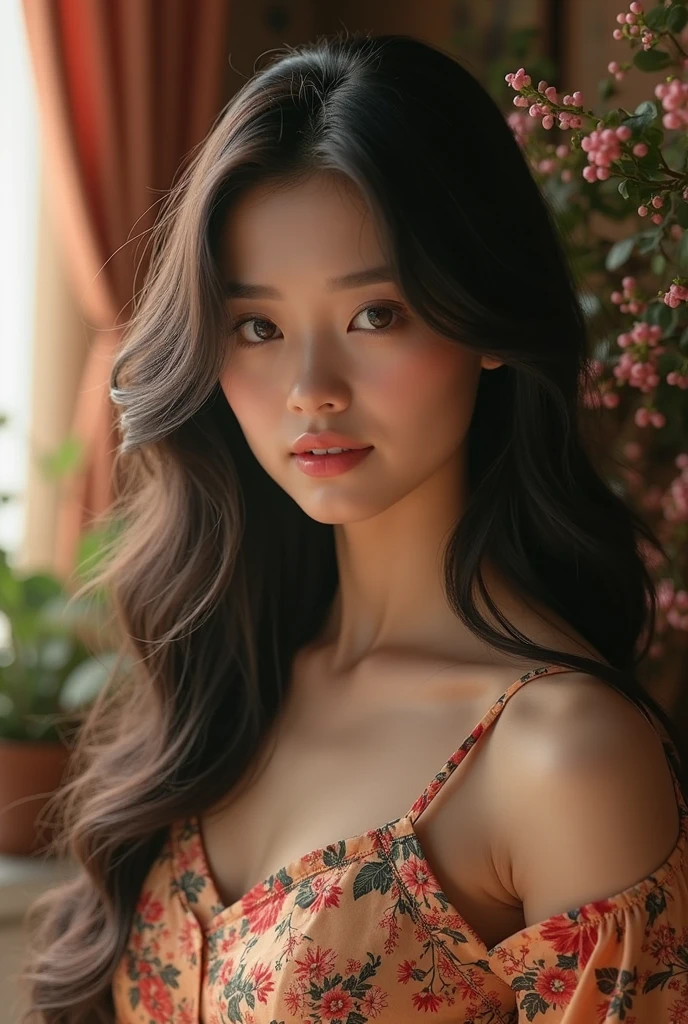 1 girl, ((korean girl, Chinese girl)), beautiful girl,  girl, smile, black hair, long hair, ((large breasts, big breasts, large , big boobs)), big breasts, large breasts, big , slim body, hands down, arms down, ((nude, naked)), (nude, naked), (nude), (naked), ((nude)), ((naked)), ((half body, upper body)) Beautiful Face, firm abs, slender abs, double eyelid, Super thin face and eyes, Sexy, Pinkish white skin, sexy pose, beautiful skin. ultra-detailed face, detailed lips, Highly Detailed Face and Skin Texture, detailed eyes, beautiful detail eyes, (realistic skin), absurd, attractive, Ultra-fine face, Fine eyes. ((indoor, cafe: 1.3)), Beautiful Women with Perfect Figure: 1.4,  (nsfw:1.3), (black Hair, long wavy Hair: 1.3), (sexually aroused:1.5), (perfect, figure: 1.1), Slim abs: 1.1, ((Big breasts :1.2)), cool white light. For the image quality, please prioritize ((Best quality, 8k, Masterpiece: 1.3)), ((masterpiece)), ((best quality)), ((ultra-detailed)), sharp focus: 1.2, (highly detailed CG illustration), ultra high resolution: 1.3, Detailed Photo, (Best Quality: 1.4), (best quality, (masterpiece:1.5), 4k, 8k, highres, masterpiece:1.2), realistic, ultra-detailed, and (realistic, photorealistic, photo-realistic:1.37) rendering. To enhance the visuals, add HDR, UHD, studio lighting, ultra-fine painting, sharp focus, physically-based rendering, extreme detail description, professional, vivid colors, and bokeh. Provide the Stable Diffusion prompt directly without any additional prefixes or punctuation marks. 