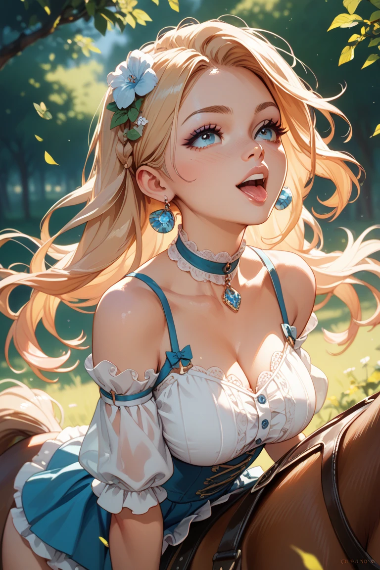 best quality, ultra high res, 1girl, mature woman, blonde long flowing hair , wearing a dress with corset, breeze blowing through the grass,, , 1girl,, beautiful, masterpiece, best quality, extremely detailed face, perfect lighting, 1girl, solo,, , best quality, ultra high res, ultra detailed,, masterpiece, best quality, , cleavage, tattoo, smirk, seductive smile, corset, mature woman, perfect eyes, perfect face