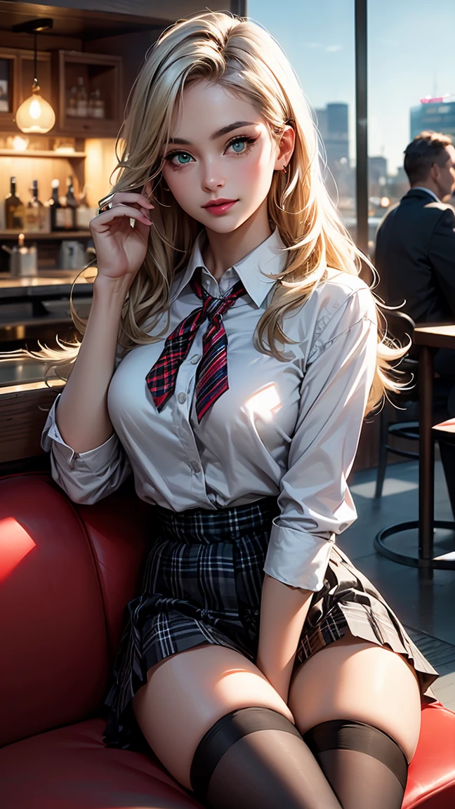 (RAW photo, best quality), (realistic, photo-realistic:1.4), masterpiece, extremely delicate and beautiful,Amazing, finely detail, extremely detailed CG unity 8k wallpaper, huge filesize, ultra-detailed, highres, absurdres, soft light,rim light, vibrant details, ((perfect hand:1.2)), little schoolgirl, long blonde hair, green eyes, unbuttoned white blouse, torn black tights, black stiletto, school skirt, black bra, small breasts, nipple, dildo in pussy, sit on school table, school room, orgasm, cum, photorealistic, high quality, Vashti Harrison, wet clothes, {{{breast grab}}}, lesbian