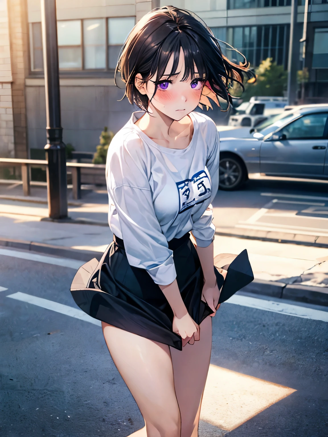 Beauty、company employee、In town、35 years old、T-shirt、mini skirt、meaty、I can see her panties when she falls down、