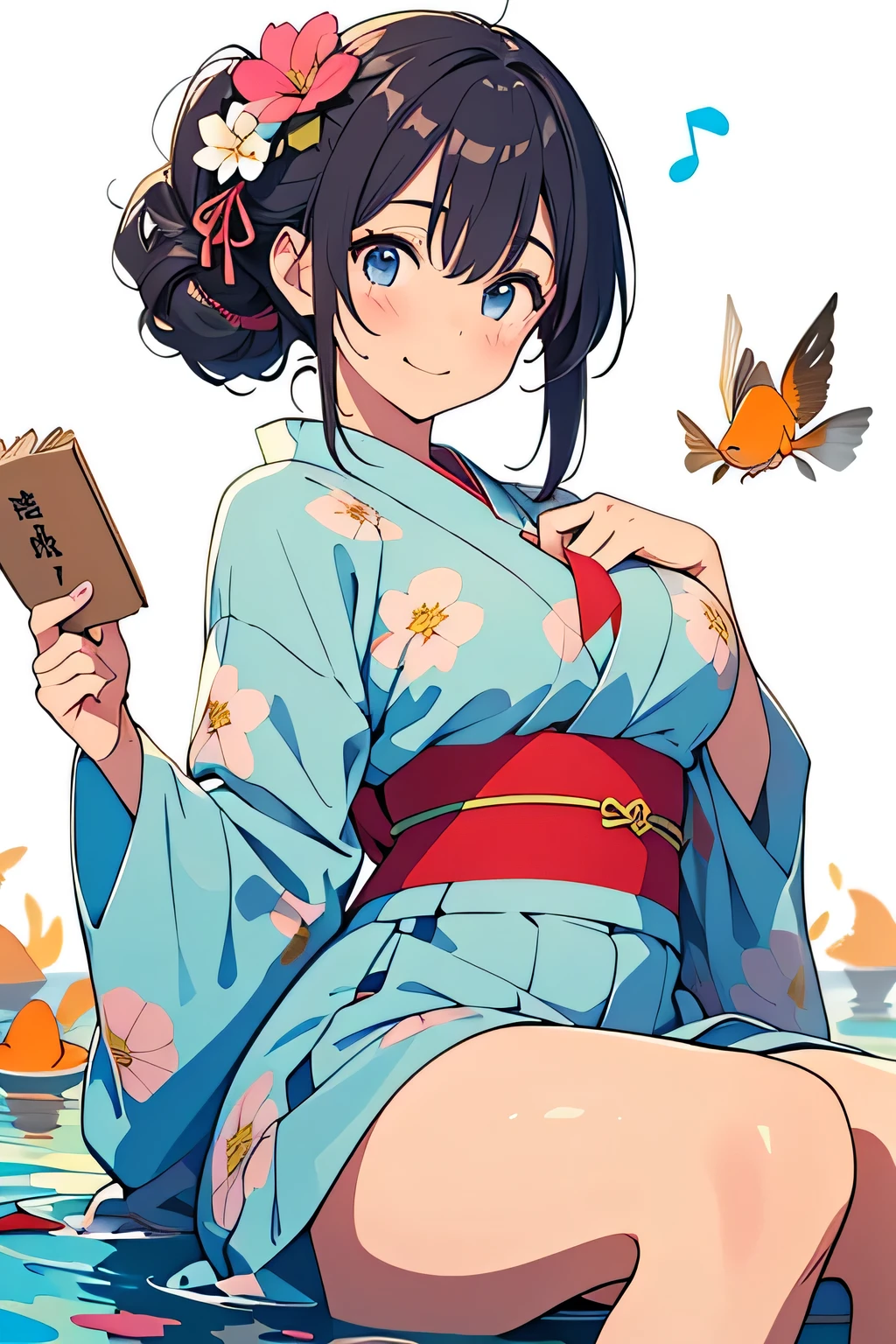 highest quality、High Resolution、(high image quality:1.4)、masterpiece、detailed background、(very detailed face:1.3)、(detailed eyes:1.4)、age beauty、( huge breasts:1.3)、(Normal number of fingers:1.3)、is anatomically correct、perfect body line、Glasses、night、Summer Festival、big smile、fun atmosphere、
(Two girls enjoying goldfish scooping at Night's Summer Festival:1.5)、
carefully lift the hem of the yukata to the surface of the water、red and white goldfish flutter and their eyes sparkle brightly、The light from the stall reflects and dyes her cheeks slightly red、I recommend gentle colors such as pale cream yellow and lavender on the yukata belt Play a cool sound、light pink or light blue、yukata with a floral pattern or goldfish pattern on a white background、The、I recommend gentle colors such as pale cream yellow and lavender、white or pink clogs、The hairstyle is a loose, fluffy ponytail or braided arrangement、obi is a soft pastel colored ribbon tie、accessories are clear drawstring bags、cute