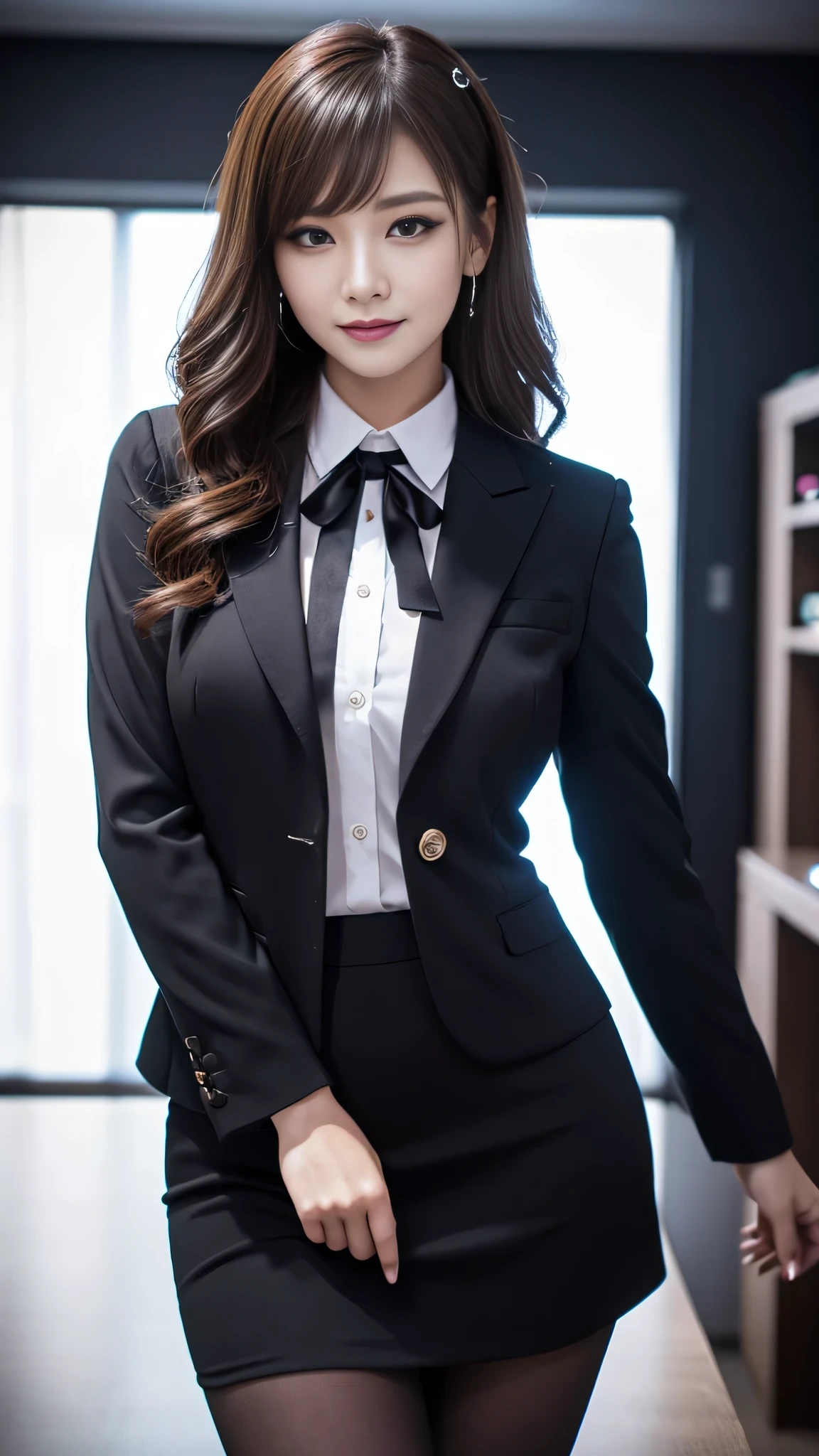 (((masterpiece))), (((highest quality: 1.4))), ((Super detailed: 1.4)) , 白いsuitを着たエレガントな女性, (Beautiful legs、Thighs Thighs Thighs Thighs、Black Pantyhose)、sitting at a desk in an office、厳格な白いsuitを着用, 高級suit, suitを着た女の子, suitを着た女の子, 厳格なsuitを着て, エレガントなsuit, Ekaterina, suitを着て, suit, suitを着用する, smile、Meeting Preparation、to be born,Octane Rendering、Complex 3D rendering with ultra-detail, Studio Soft Light, Rim Light, Crisp details, Super detailed, Realistic skin texture, detailed aspects, Beautiful details in the eyes, Highly detailed CG Unity 16k wallpaper, Compensate, (Detailed Background:1.2),Glowing Skin、Exposed thighs!!!