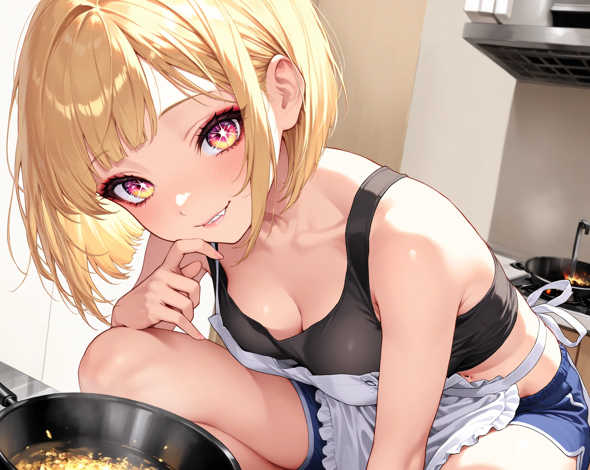(small breasts:1.2), (perky chest:1.2), (pointed chest:1.2), (Pudding cake magazine cover:1.3),(from above:1.0),(fromside:0.9),masterpiece, 1girl, Amazing Cleavage:1.1, thin waist, optimum,tmasterpiece,hight resolution,best qualtiy,hyper HD,super detailing,awardwinning,16 K,solo,(The upper part of the body),anatomy correct,Beautiful cyberpunk girl,Cowboy Shot,cute face,a blond,Longhaire,Twin-tailed,Braids, Hairline,(scarlet eyes),long eyelasher,Hanging eye corners,White skin of the,shoot from the side, ((see through camisole:0.1)), ((Sheer nipples:1.0)),Rocket Tits,(Slim body),smile,seductive weak smiling,(with sparkling eyes and a contagious smile),open mouth, Looking at Viewer,