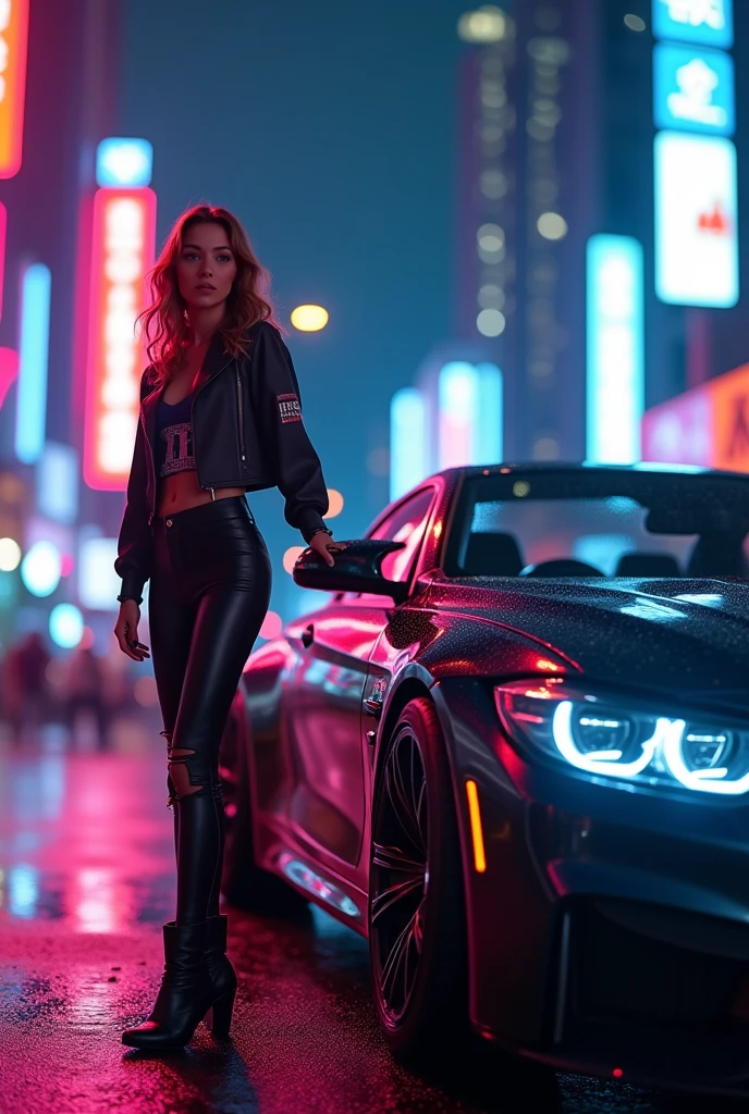Full body like，United States，curlies，Orange hair，athlete，Red cloak clothes，perfect figure beautiful woman, huge tit，Highly detailed facial and skin texture，A detailed eye，二重まぶた ( City street:1.1)