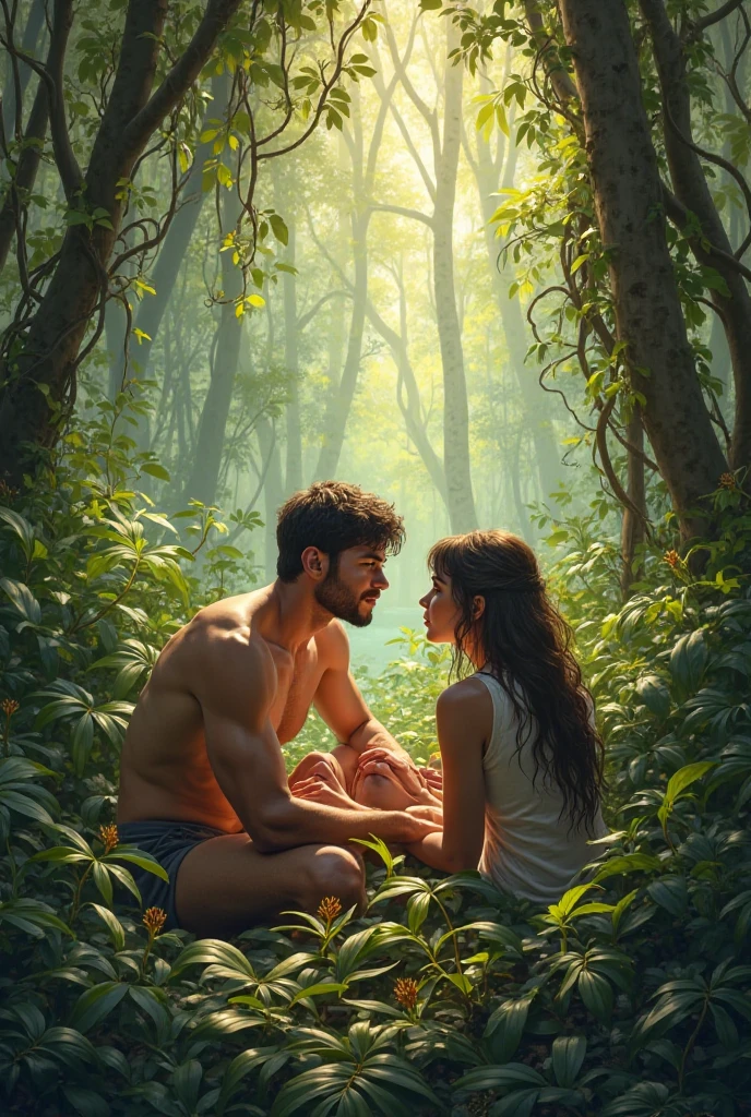 um casal, having sex on top of a tree