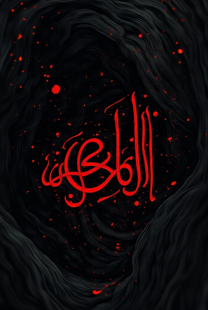Generate an image with the text AZIXAII in the center of the image in red and with an Algerian script, and the background with some lust in black