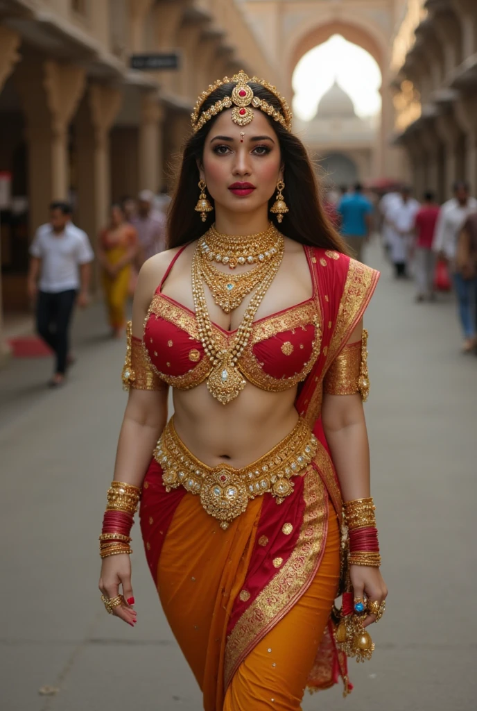 Looks like Sandeepa Dhar, curvy, female barbarian fantasy!!! dressed in vyshyvanka!!!! character concept art, sharp focus, octane render! unreal engine 5! highly rendered!! trending on artstation!! detailed linework!! illustration by artgerm, wlop, and chie yoshii, showing stubble armpits,