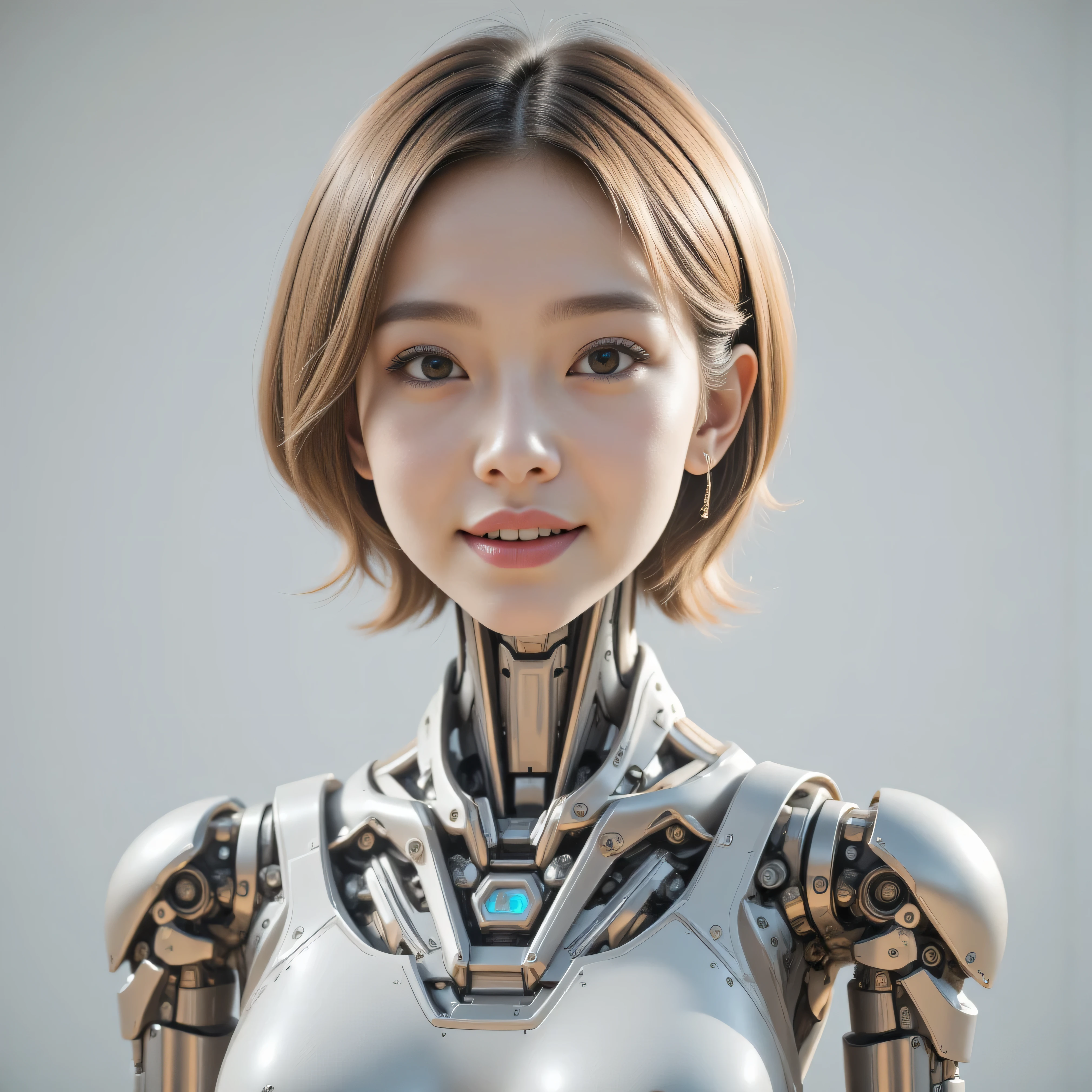 intelligent bionic robot, 2 women’s heads, woman, cyborg robot parts, microchip, Bright studio, hyperrealism, high detail on the face, delicate details, soft writing, rimlight, Rendered by Octane, Unreal Engine 5 rendering, Mechanical Public Enemy Style, 16k, best image quality, TESTIFIES, white balance on the lunar surface, High key lighting, for a soft and graceful atmosphere, Ultra A High Resolution, Big Breasts Machine, cyberpunk, ((((no gravity)))), In production, Battle Angel Alita, ((((big smile)))), ((((wide thigh opening with both thin long legs)))), ((((Head of a age kawaii Japanese idol)))), ((((short pixie cut)))), ((((A cyborg with a humanoid precise mechanical robotic pure ultimate pure gold metal most one and only muscular skinny tight body from the neck down)))), (huge metal breast), ((((extremely thinnest mechanical waist)))), ((((precise mechanical robotic arms and hands and super long neck)))), ((((pure gold hair)))), ((((vigorous)))), ((((boyishly)))), ((((full body)))), ((((Ultra hires)))), ((((master piece)))), ((((best quality)))), ((((detailed)))), ((((photo realistic)))), ((((There are several holes in the fuselage that were drilled by gun fire))))