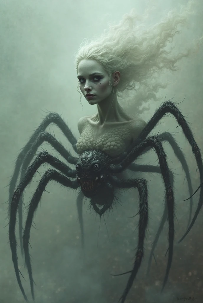 "(best quality,4k,8k,highres,masterpiece:1.2),ultra-detailed,(realistic,photorealistic,photo-realistic:1.37),portraits,A girl completely entangled in the spider's web,beautiful detailed eyes,beautiful detailed lips,extremely detailed eyes and face,long eyelashes,dark and gloomy atmosphere,ominous lighting,spider web covering the girl's body,fine spider silk threads,creepy and surreal environment,dark shadows,cocoon-like structures surrounding the girl,subtle hints of fear and vulnerability,contrast of delicate beauty and entangled chaos,detailed textures of the spider's web,subtle color tones,moody and mysterious ambiance"