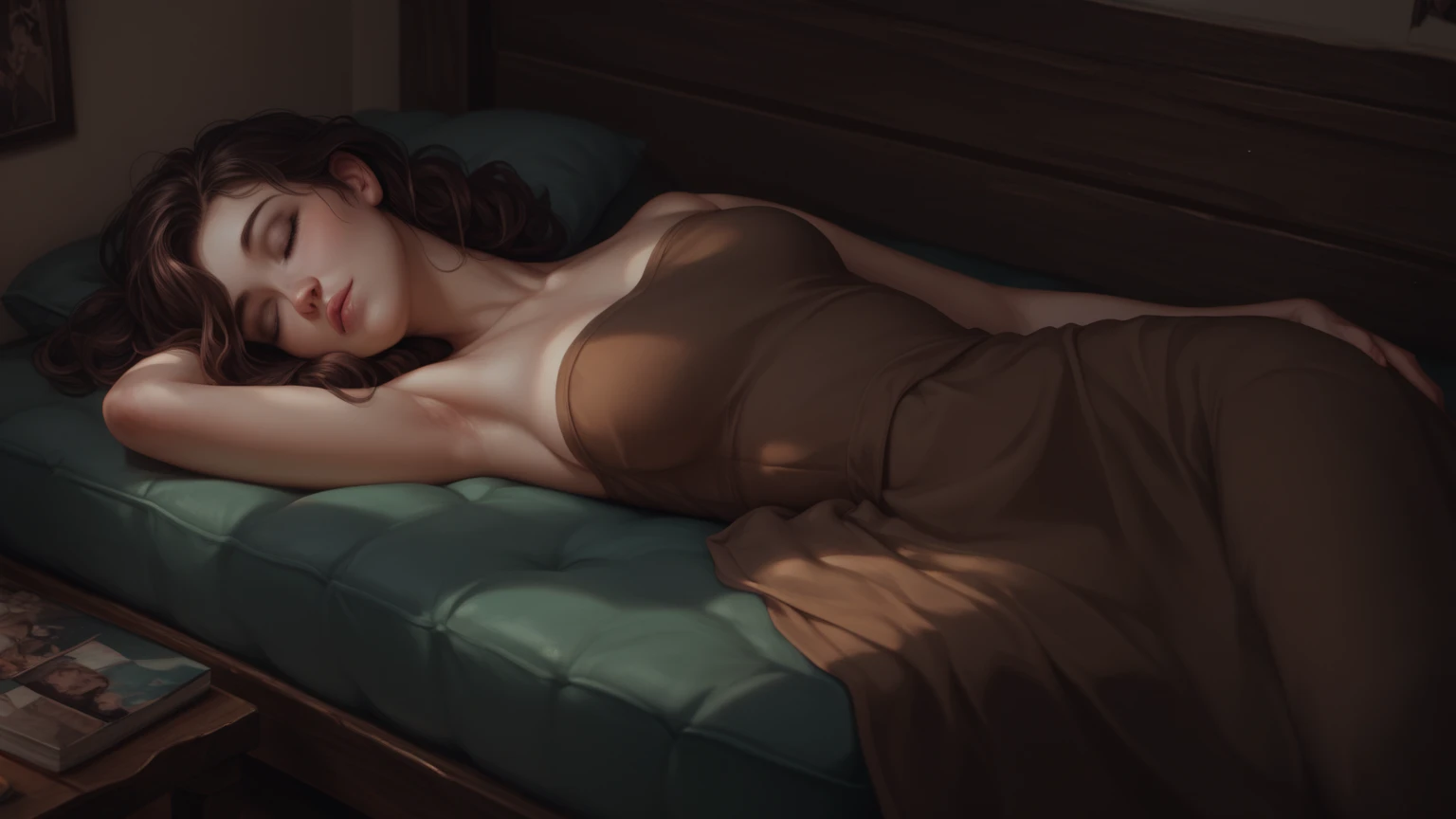 (alone), 20 year old girl looking out the window., sunrise time, In his bedroom, (The best quality:1.1), (Masterpiece:1.1), (high detail:1.1)