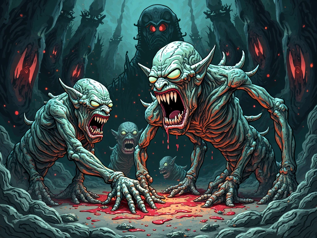 A scary, malevolent, supernatural creature in a dark, sinister environment, (best quality,4k,8k,highres,masterpiece:1.2),ultra-detailed,(realistic,photorealistic,photo-realistic:1.37),horror,dark fantasy,moody lighting,dramatic shadows,ominous atmosphere,twisted,distorted,unsettling,nightmarish,eldritch,demonic,macabre,sinister,malicious,malevolent,ominous,eerie,gloomy,haunting,creepy,disturbing,unsettling,unnerving,chilling,terrifying,frightening,spine-chilling,otherworldly,paranormal,supernatural,surreal,twisted,warped,distorted,contorted,grotesque,monstrous,ghastly,ghoulish,fiendish,devilish,infernal,hellish,diabolical,wicked,malign,malicious,malevolent,malefic,maleficent,baleful,sinister,nefarious,pernicious,maleficent,nightmarish,harrowing,horrific,gruesome,gory,bloodcurdling,macabre,morbid,grisly,ghastly,hideous,abhorrent,abominable,loathsome,revolting,repulsive,repugnant,detestable,execrable,odious,vile,foul,heinous,abhorrent,abominable,loathsome,revolting,repulsive,repugnant,detestable,execrable,odious,vile,foul,heinous