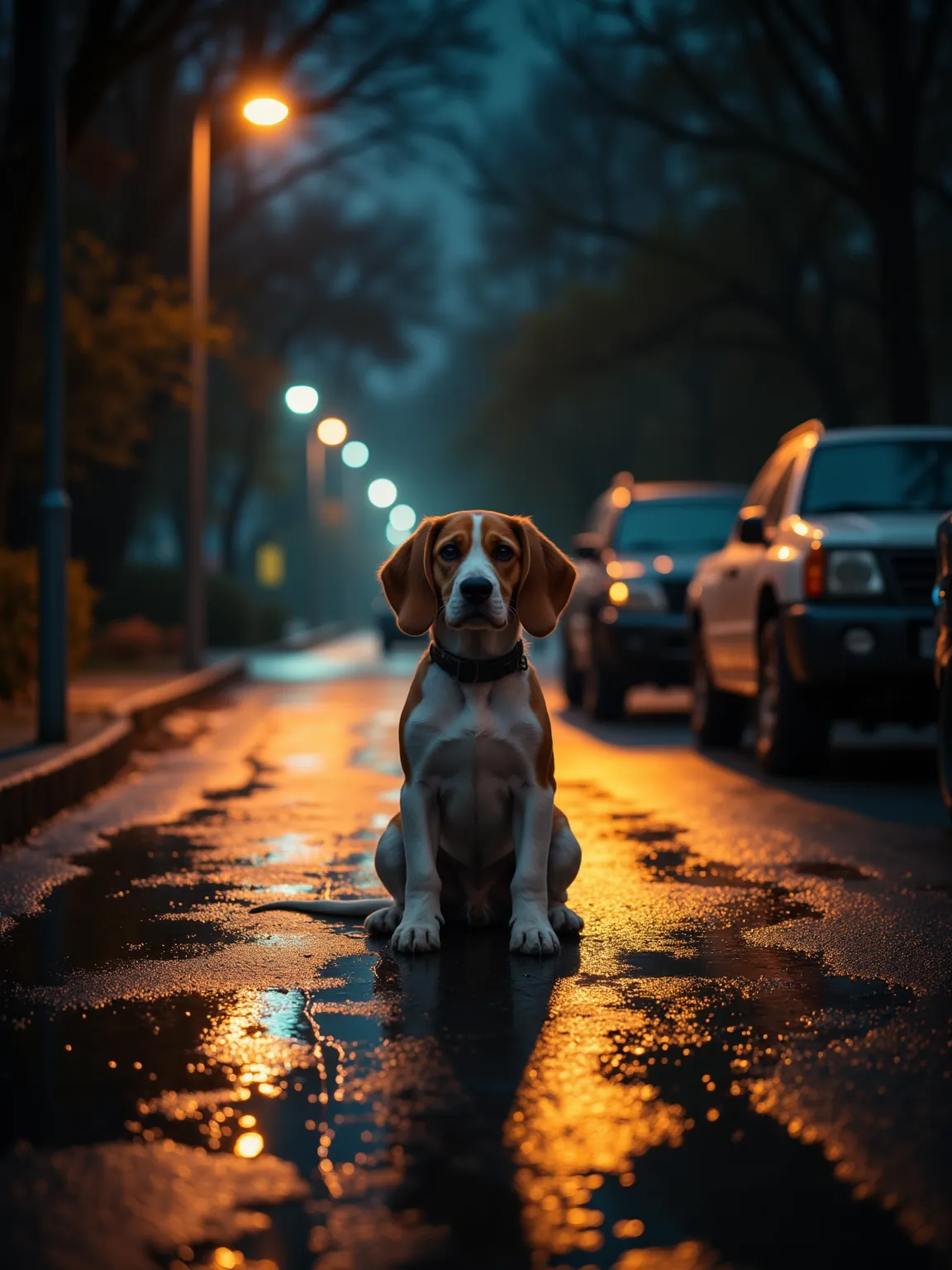 (0305) Theme: A Lone Figure Under a Streetlamp / 街灯下的孤独身影 / 街灯の下の一人の影