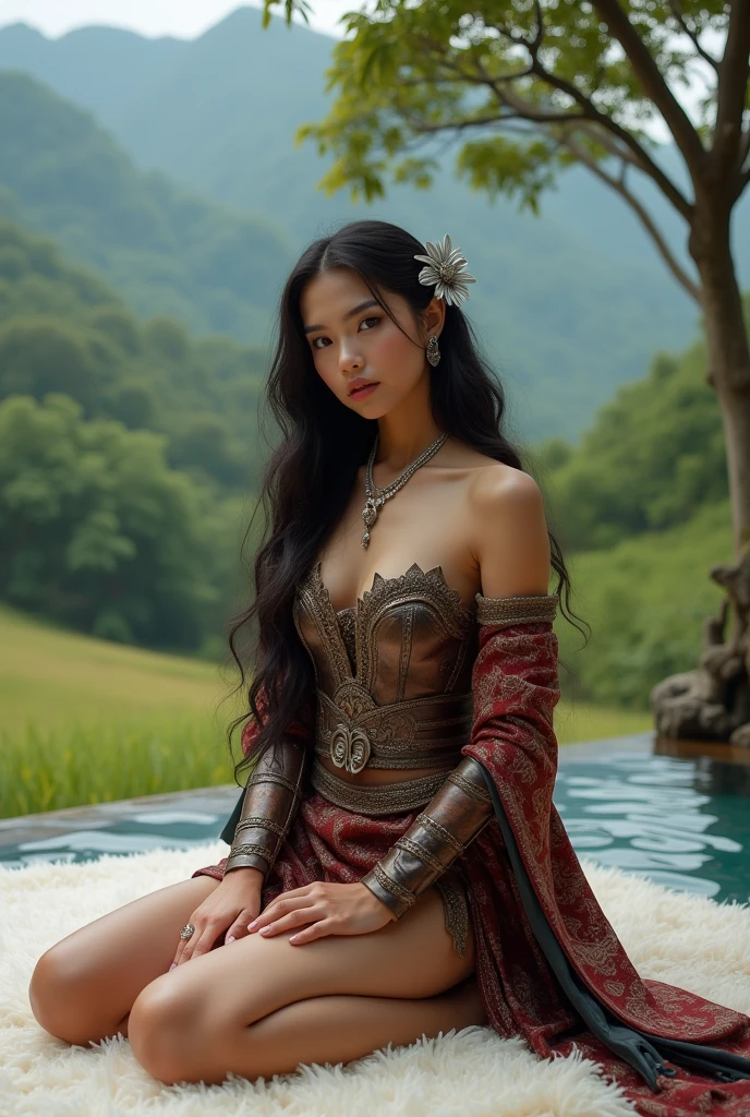 (highres, ultra-detailed, realistic:1.37), aerith, final fantasy, beautiful body, beautiful detailed eyes, detail-oriented nose, luscious lips, long flowing hair, radiant smile, elegant crown, royal attire, intricate jewelry, graceful pose, enchanting expression, majestic castle in the background, vibrant colors, soft lighting, regal atmosphere, atmospheric perspective, stunning landscape, floating clouds, magical aura, timeless beauty, intricate patterns, ethereal ambiance, striking contrast, dreamlike quality, cinematic composition