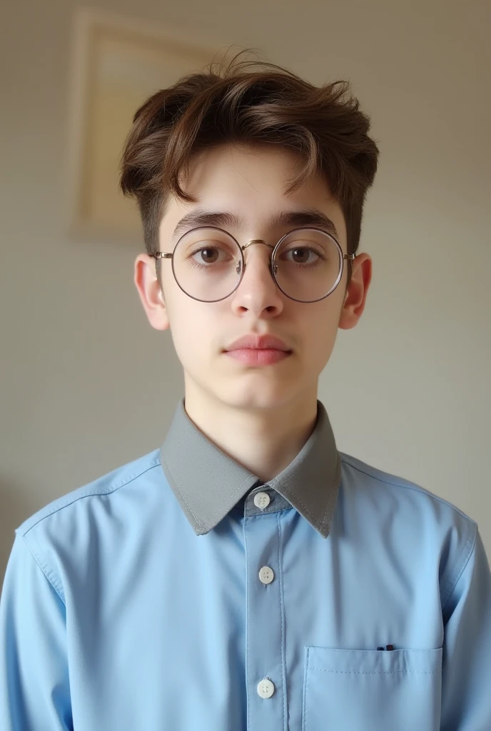 I need  a younge boy looking sharp and smart wearing glasses 