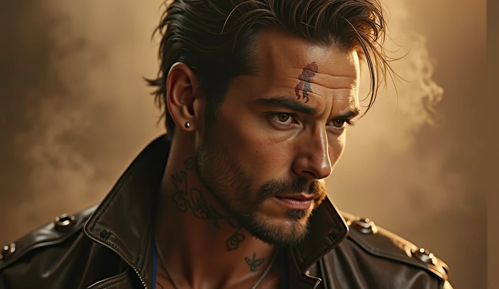 a man with a wrestling belt and a tattoo on his arm, cocky smirk, wwe, choke smirk smile grin, profile picture, gangrel, road warrior, snake man, nefarious smirk, evil smirk, profile image, profile shot, dio brando, aggressive look, jerma985 as the joker, christian