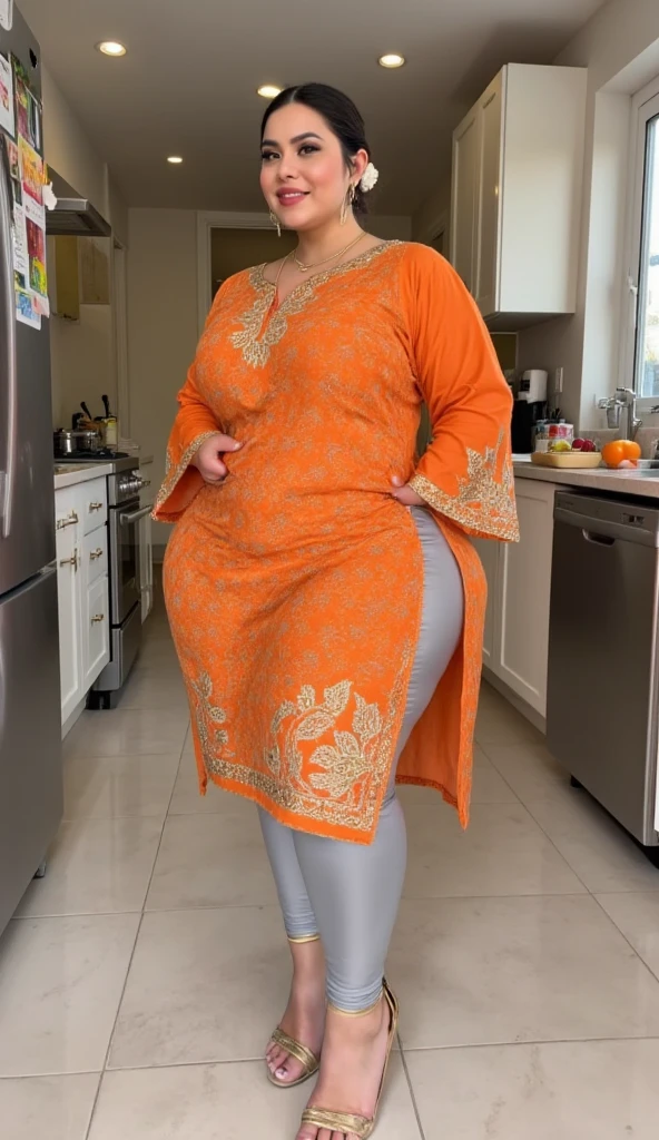 A indonesian woman, beautiful face, cute face, ligt hijab, nude, big breast, curvy body, full body, Chubby thighs, standing on the bed sexual scenes,
